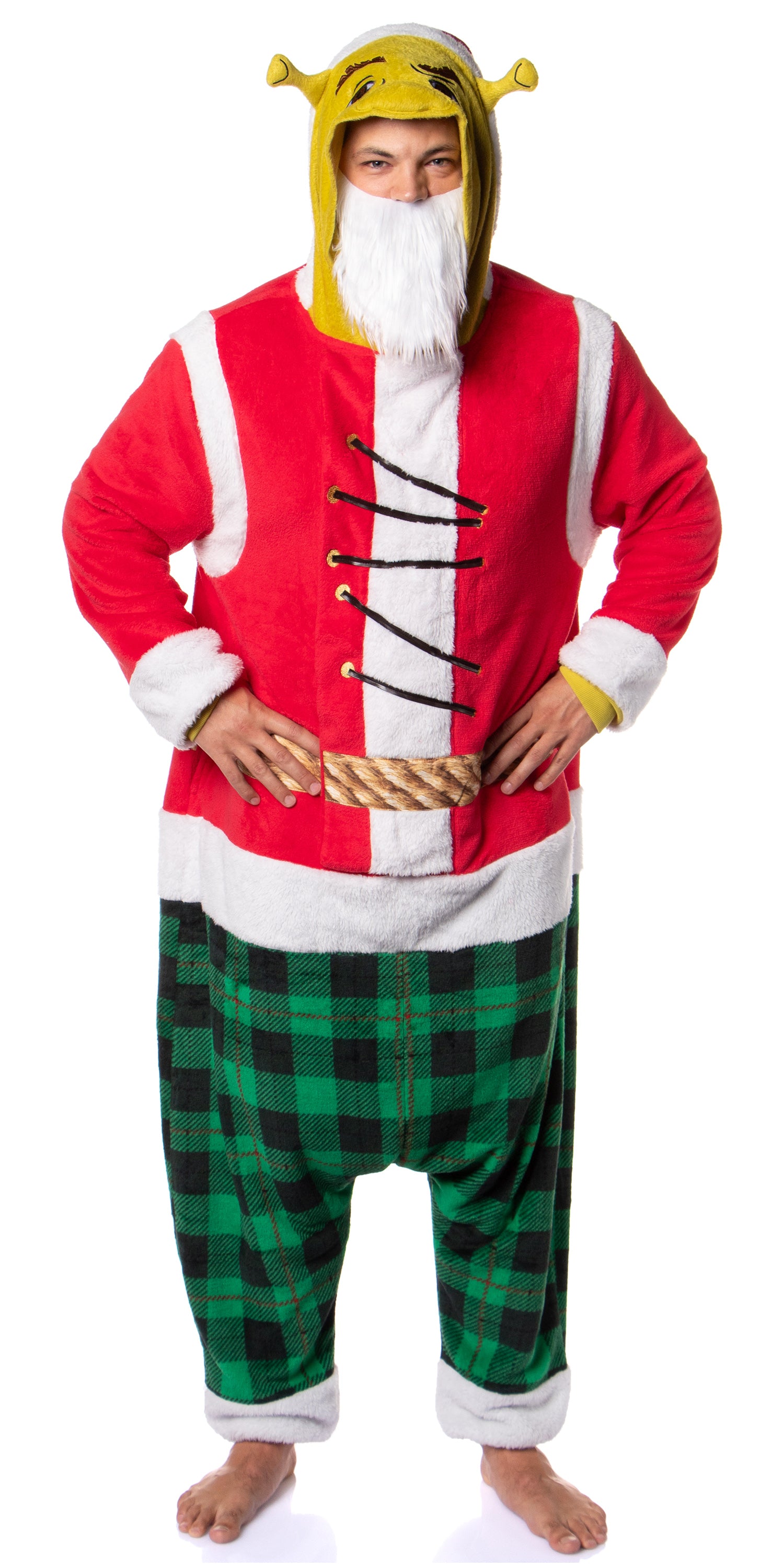 Shrek Santa Adult Unisex Hooded Kigurumi Costume Pajama Union Suit