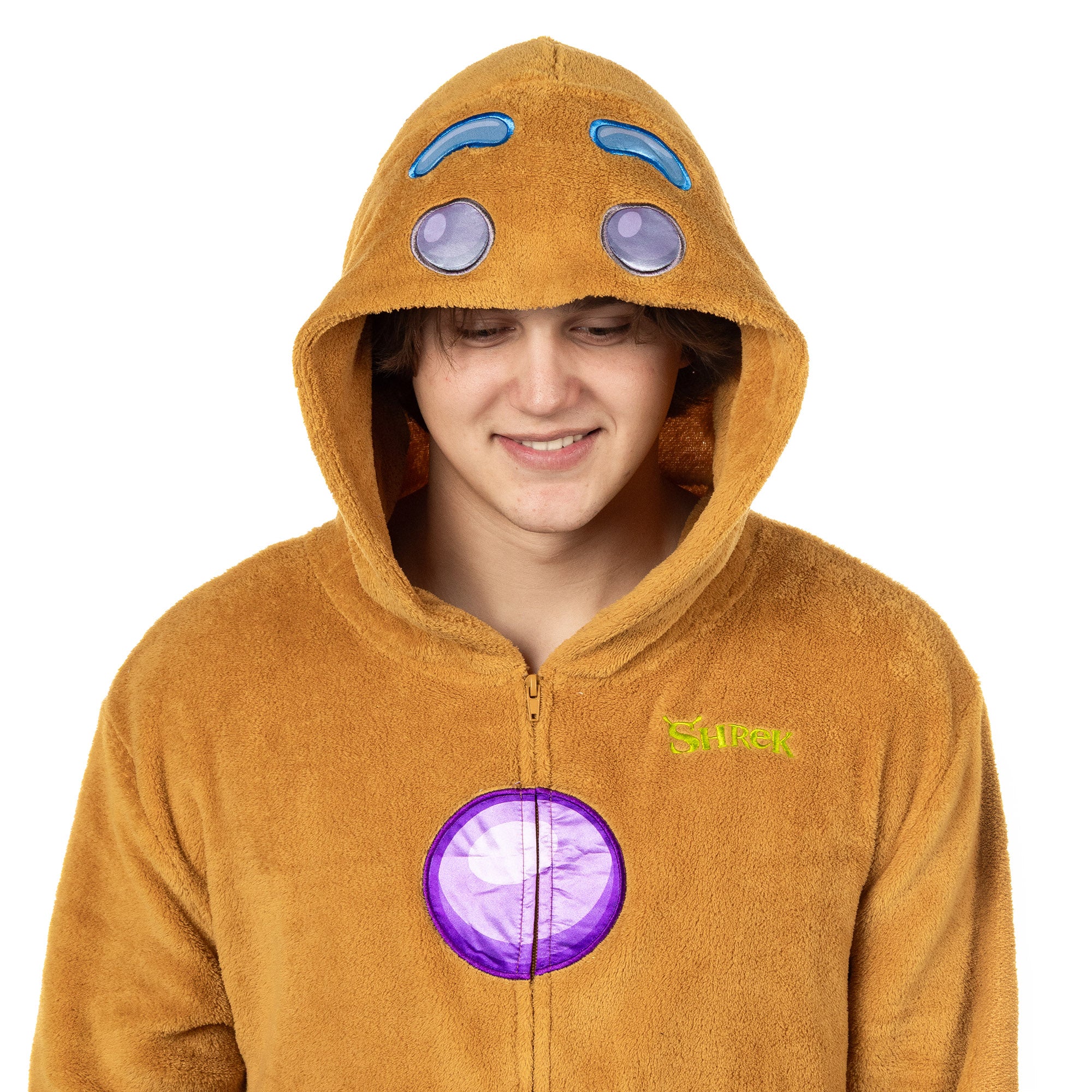 Shrek Union Suit Men's Kigurumi Gingy One Piece Hooded Costume Pajama (2XL/3XL)