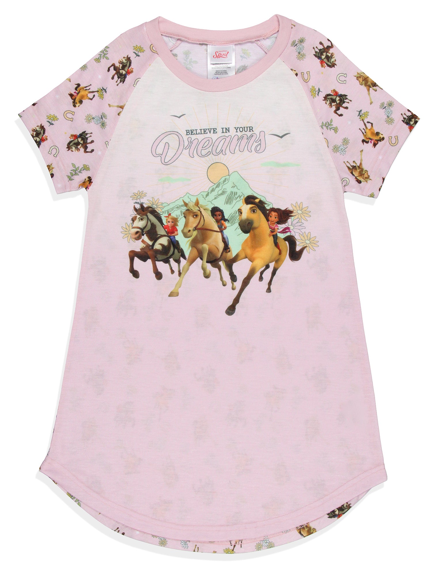 Girls' Spirit Untamed Movie Believe In Your Dreams Nightgown Sleep Pajama