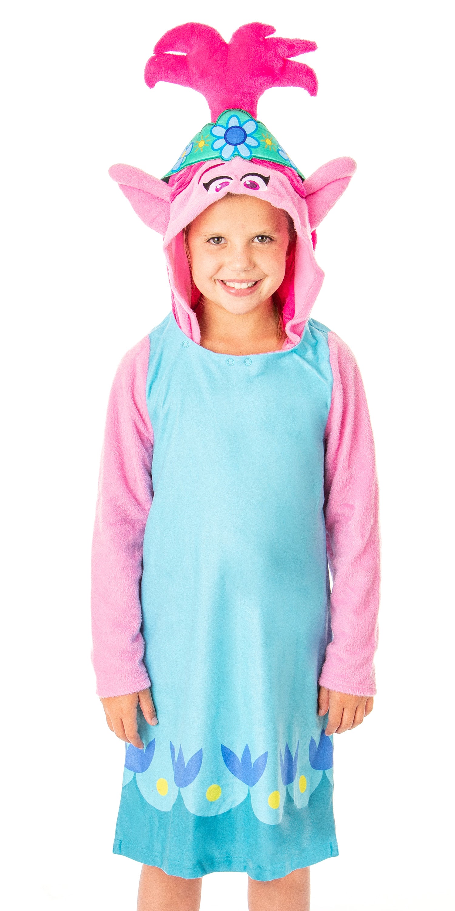 Dreamworks Trolls Movie Girls' Poppy Hooded Nightgown Sleep Shirt