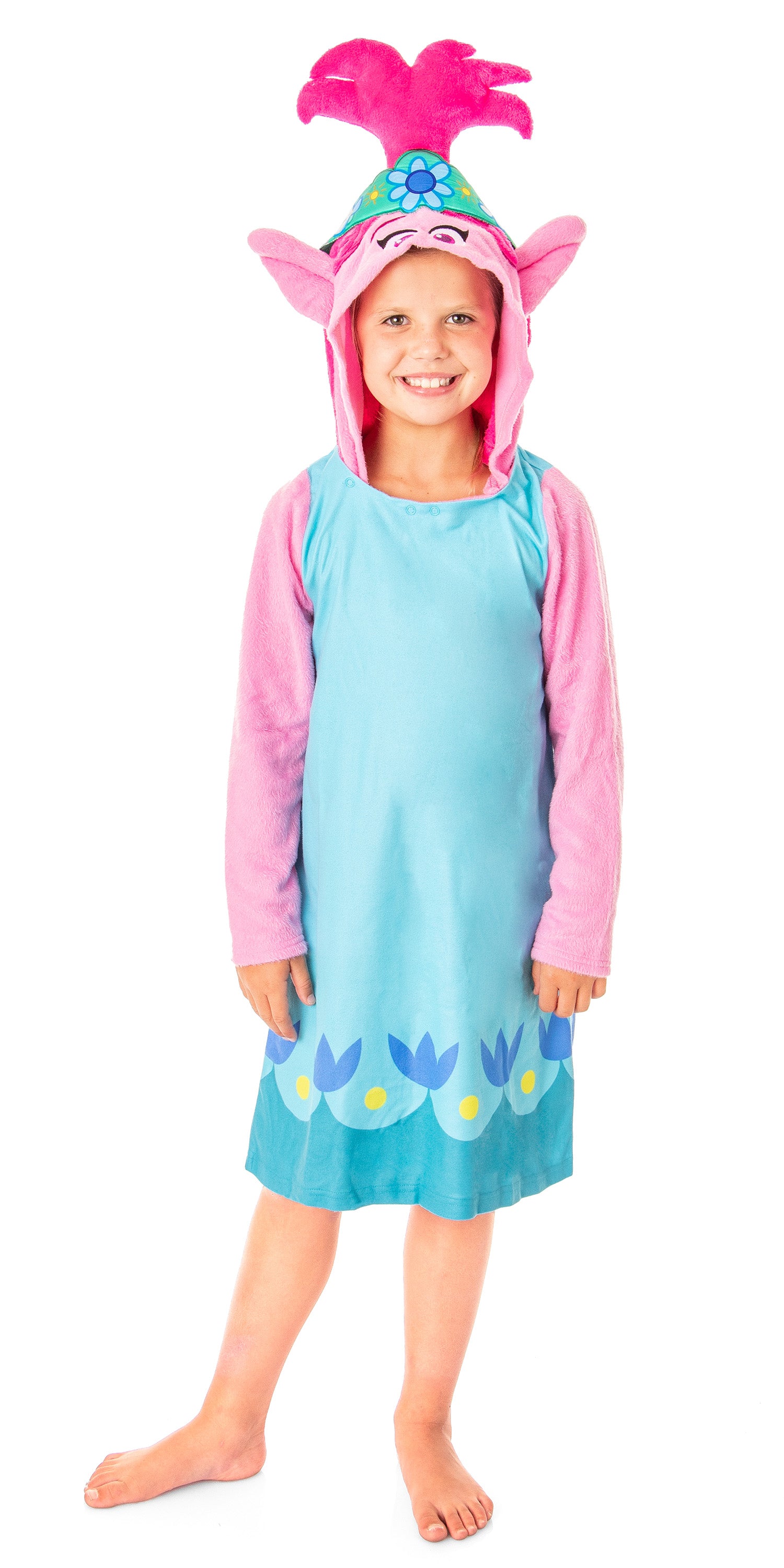 Dreamworks Trolls Movie Girls' Poppy Hooded Nightgown Sleep Shirt