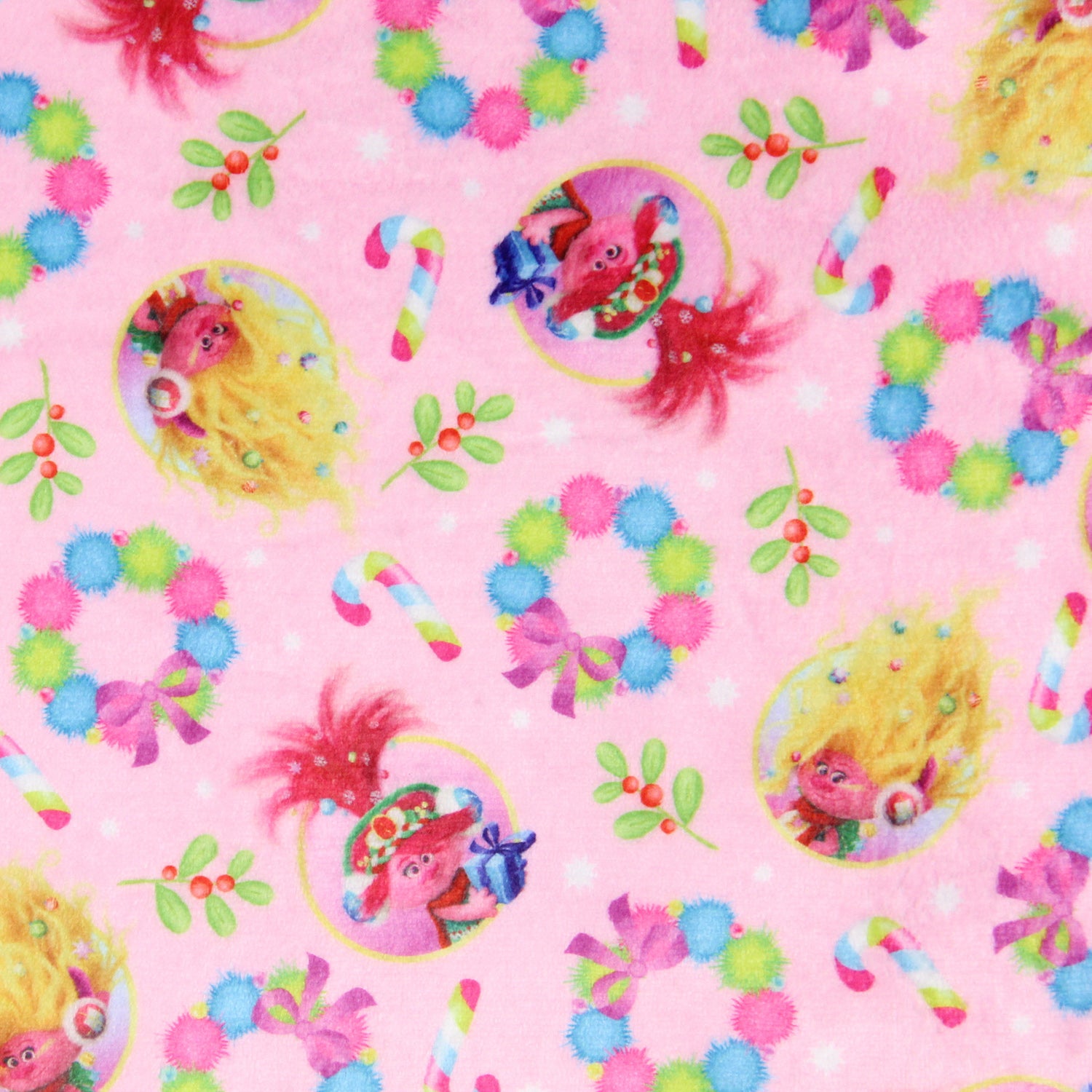 Trolls Girl's Sweetest Holiday Plush Fleece Raglan Kids Pajama Nightgown