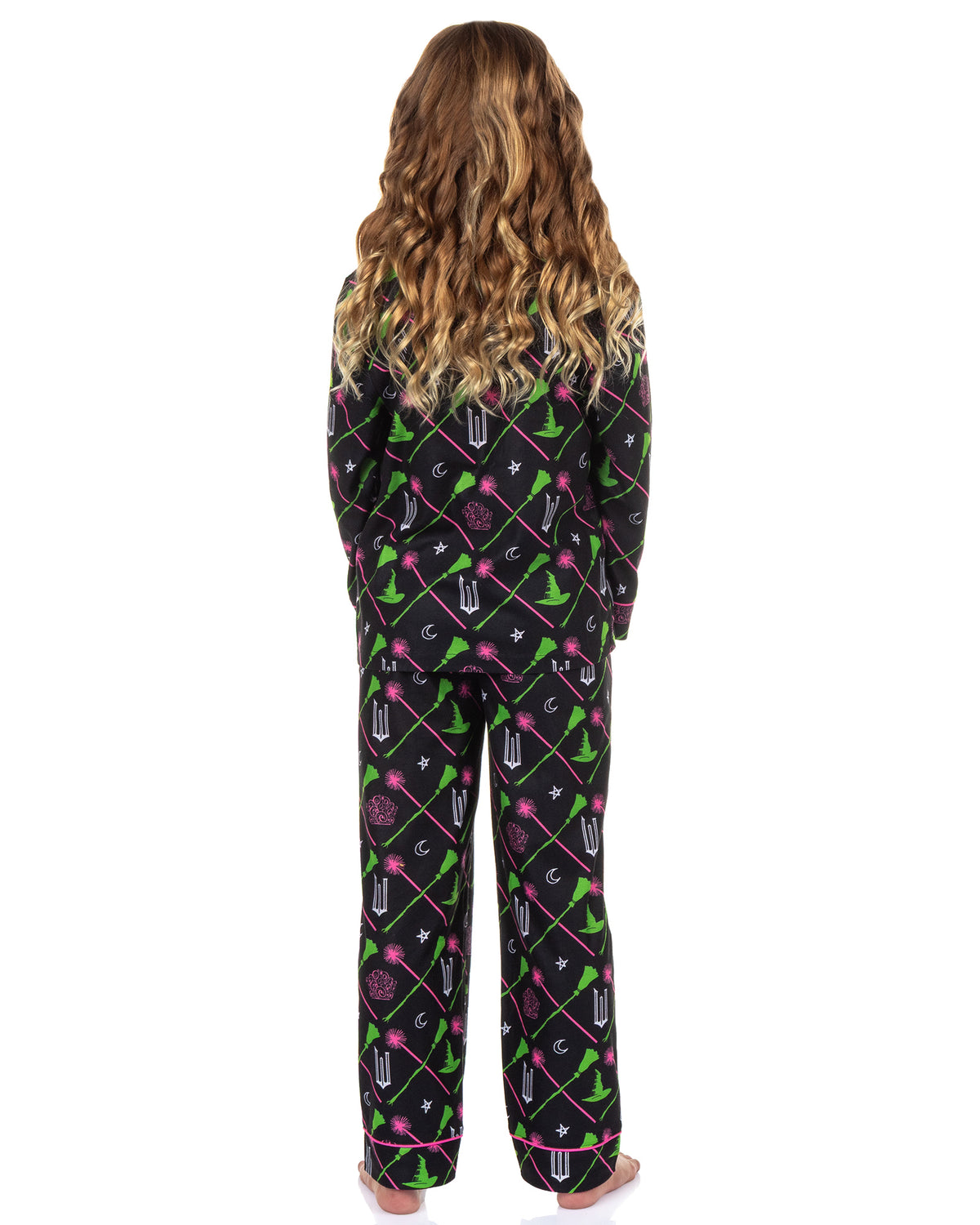 Wicked Pajamas Girls' Elphaba and Glinda Charm Design Long Sleeve Pajama Set