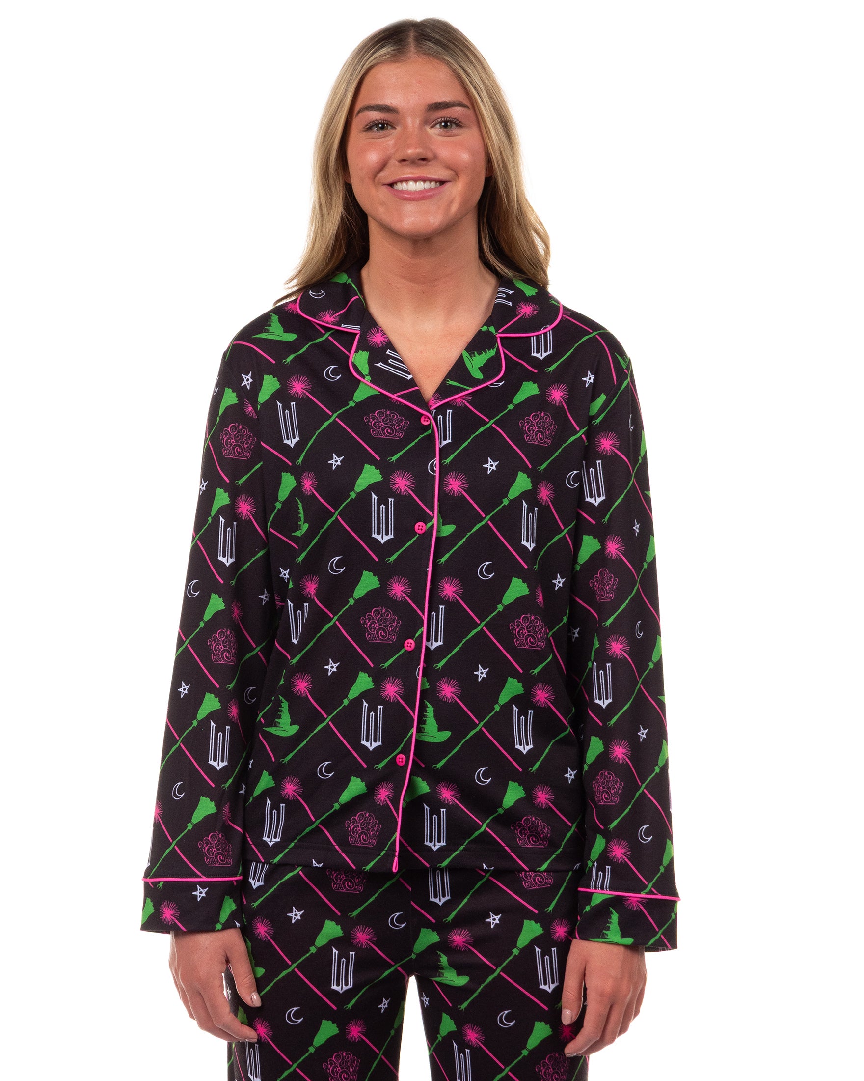 Wicked Pajamas Women's Elphaba and Glinda Charms Long Sleeve Coat and Pajama Set