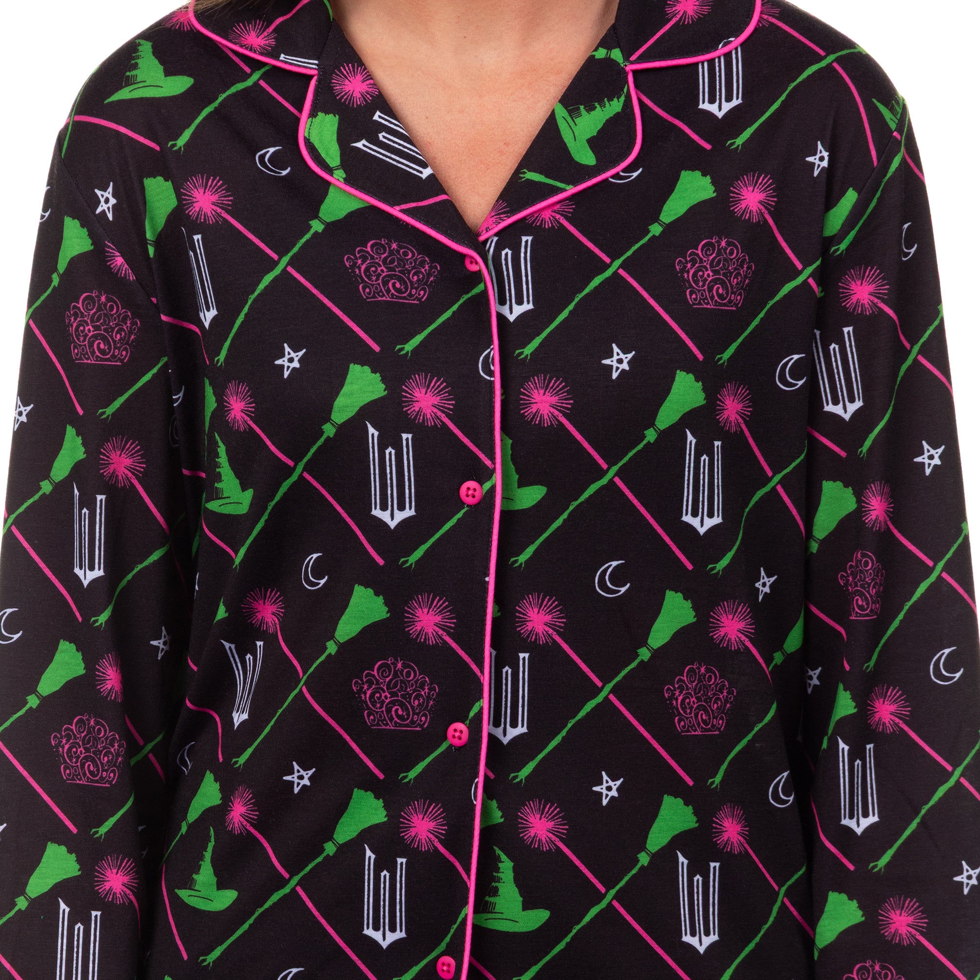 Wicked Pajamas Women's Elphaba and Glinda Charms Long Sleeve Coat and Pajama Set