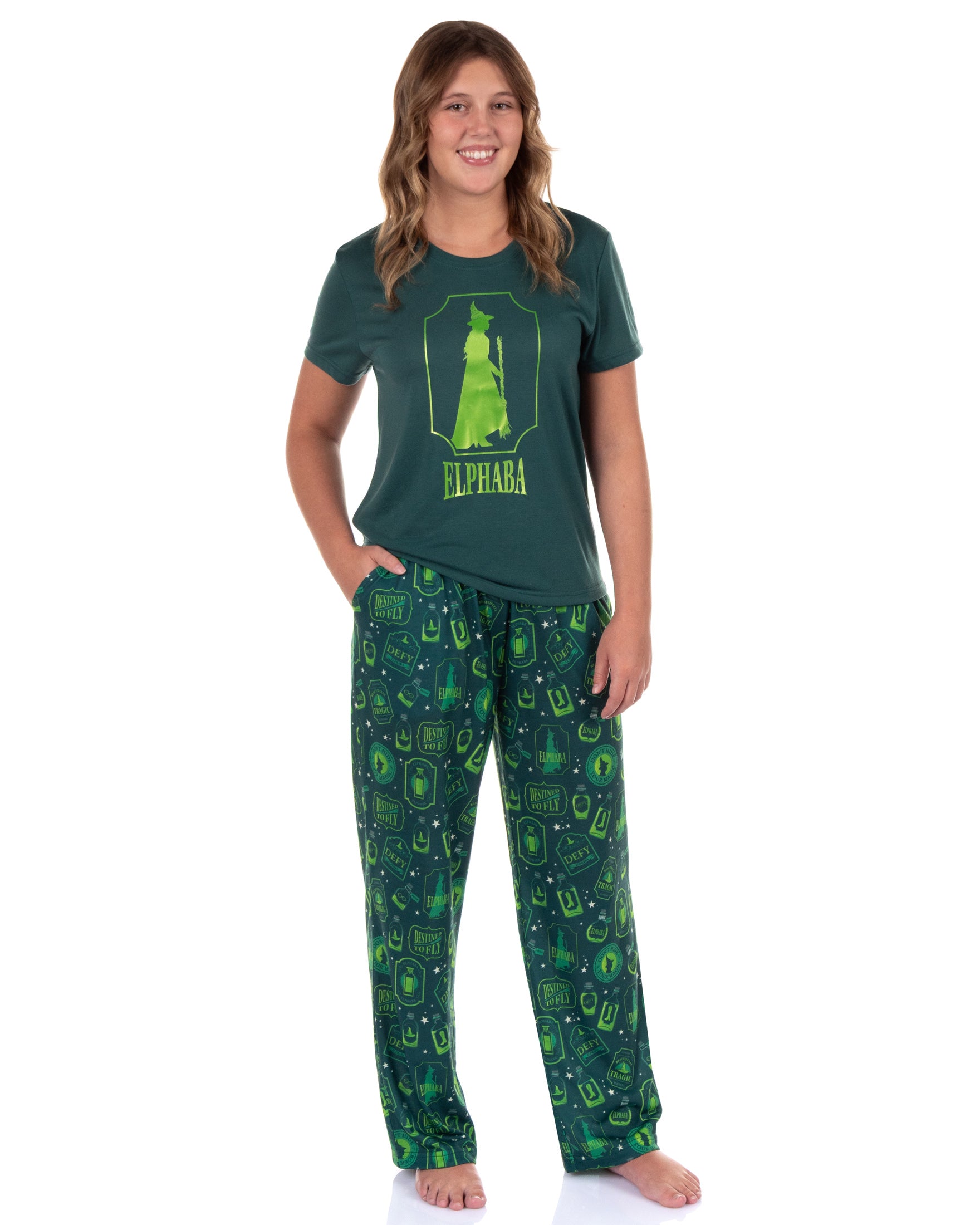 Wicked Pajamas Women's Elphaba Destined To Fly Shirt and Pants Pajama Set