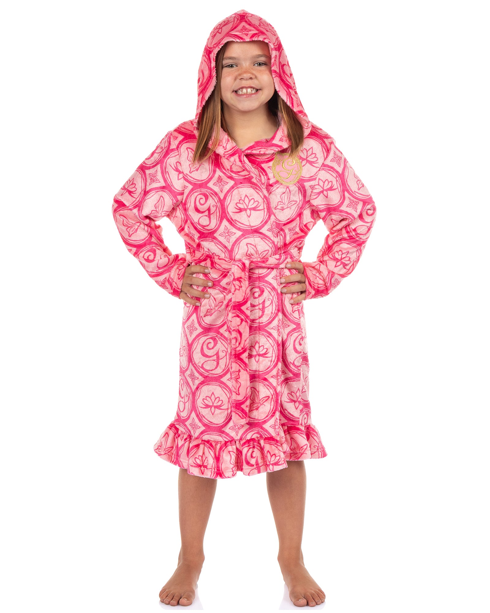 Wicked Girls' Glinda Robe Embroidered G Logo and Emblems Bathrobe For Kids