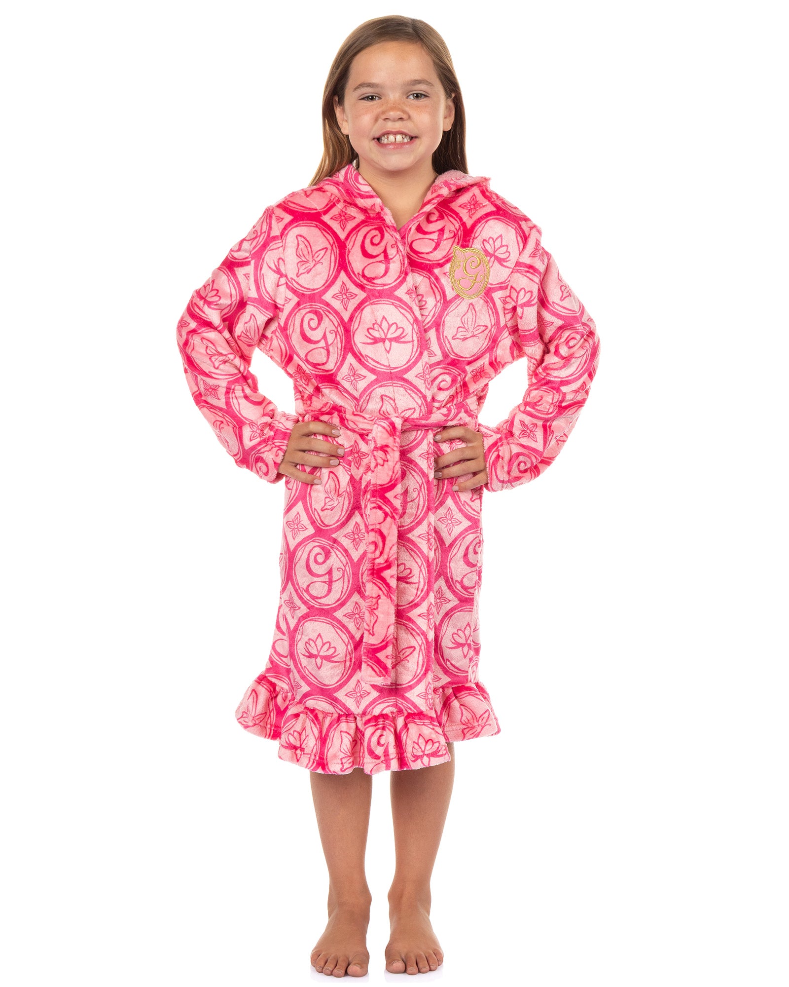 Wicked Girls' Glinda Robe Embroidered G Logo and Emblems Bathrobe For Kids