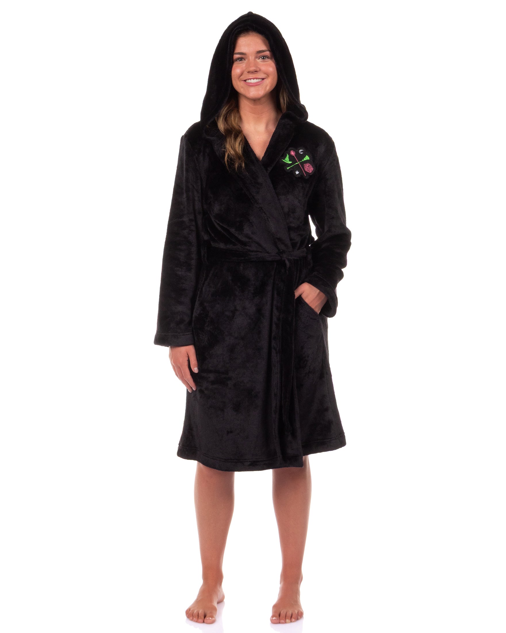 Wicked Robe Women's Elphaba and Glinda Wand Broom Charm Bathrobe For Adults