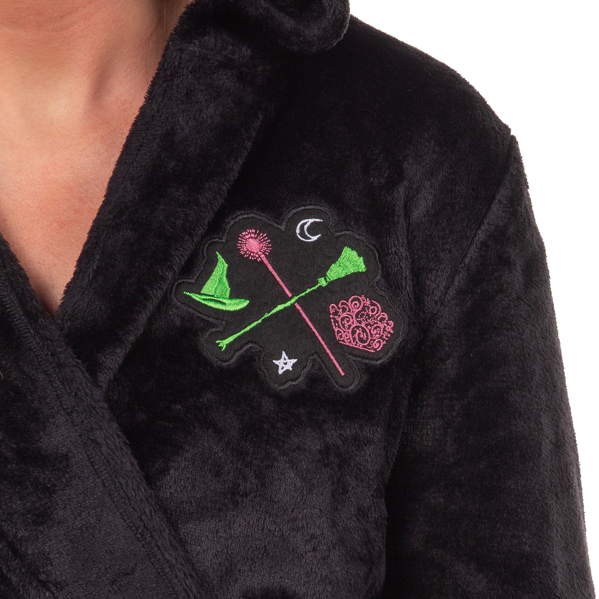 Wicked Robe Women's Elphaba and Glinda Wand Broom Charm Bathrobe For Adults