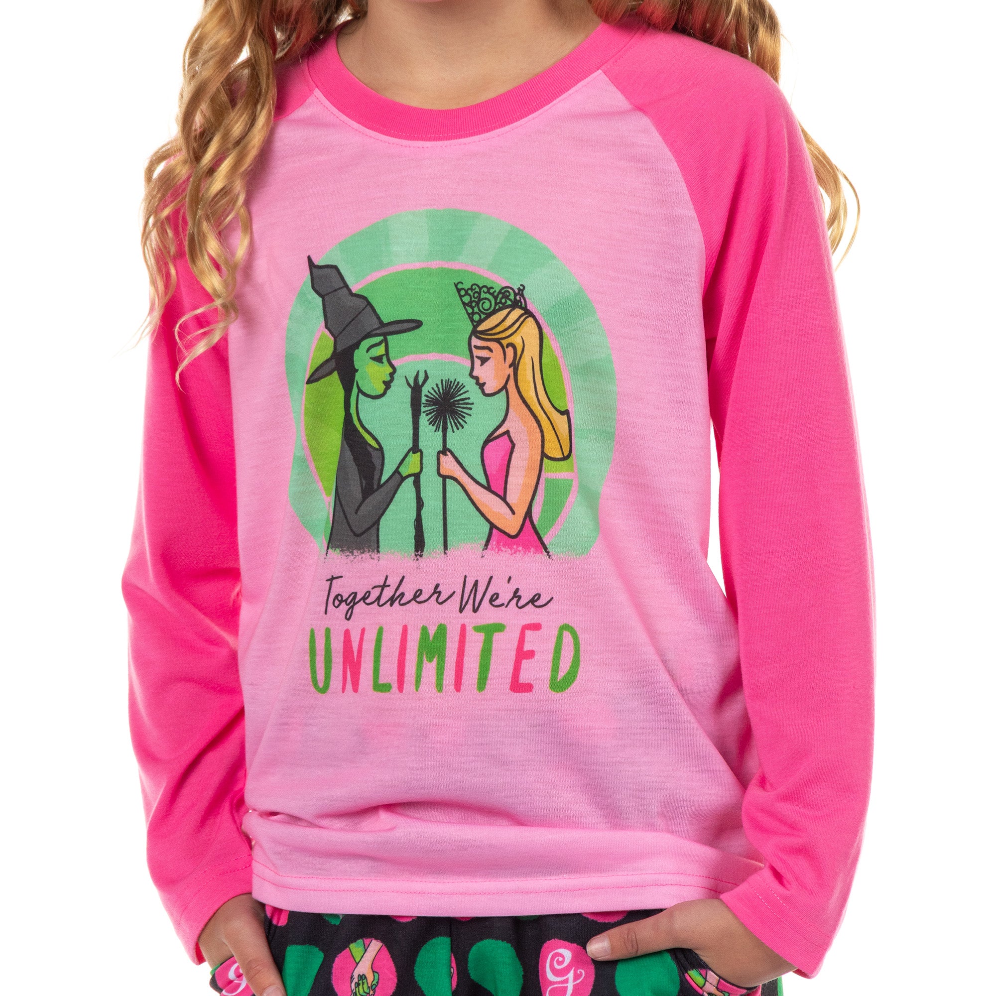 Wicked Pajamas Girls' Elphaba And Glinda We're Unlimited Pajama Set