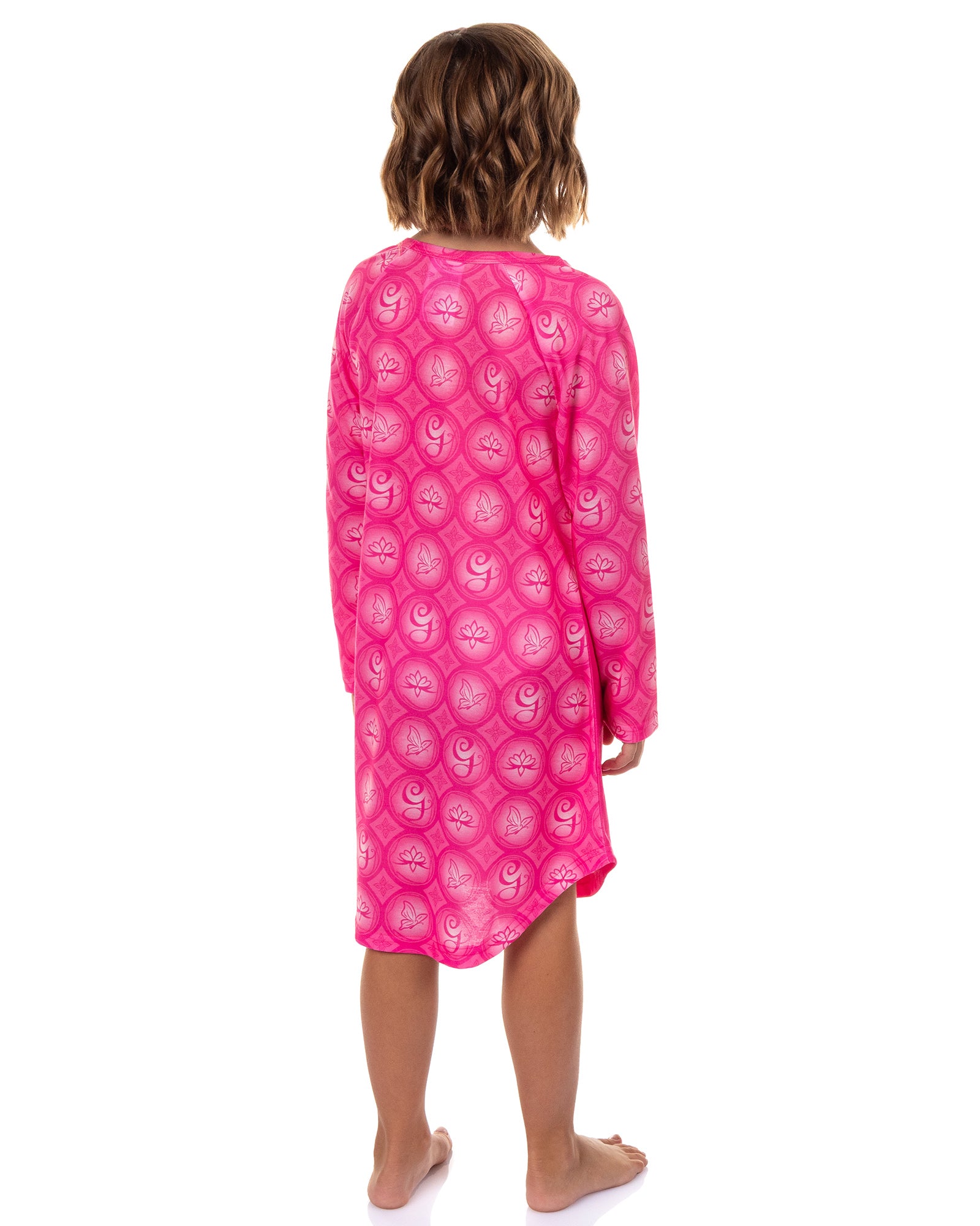 Wicked Girls' Glinda Nightgown Long Sleeve Raglan Soft Fleece Gown For Kids