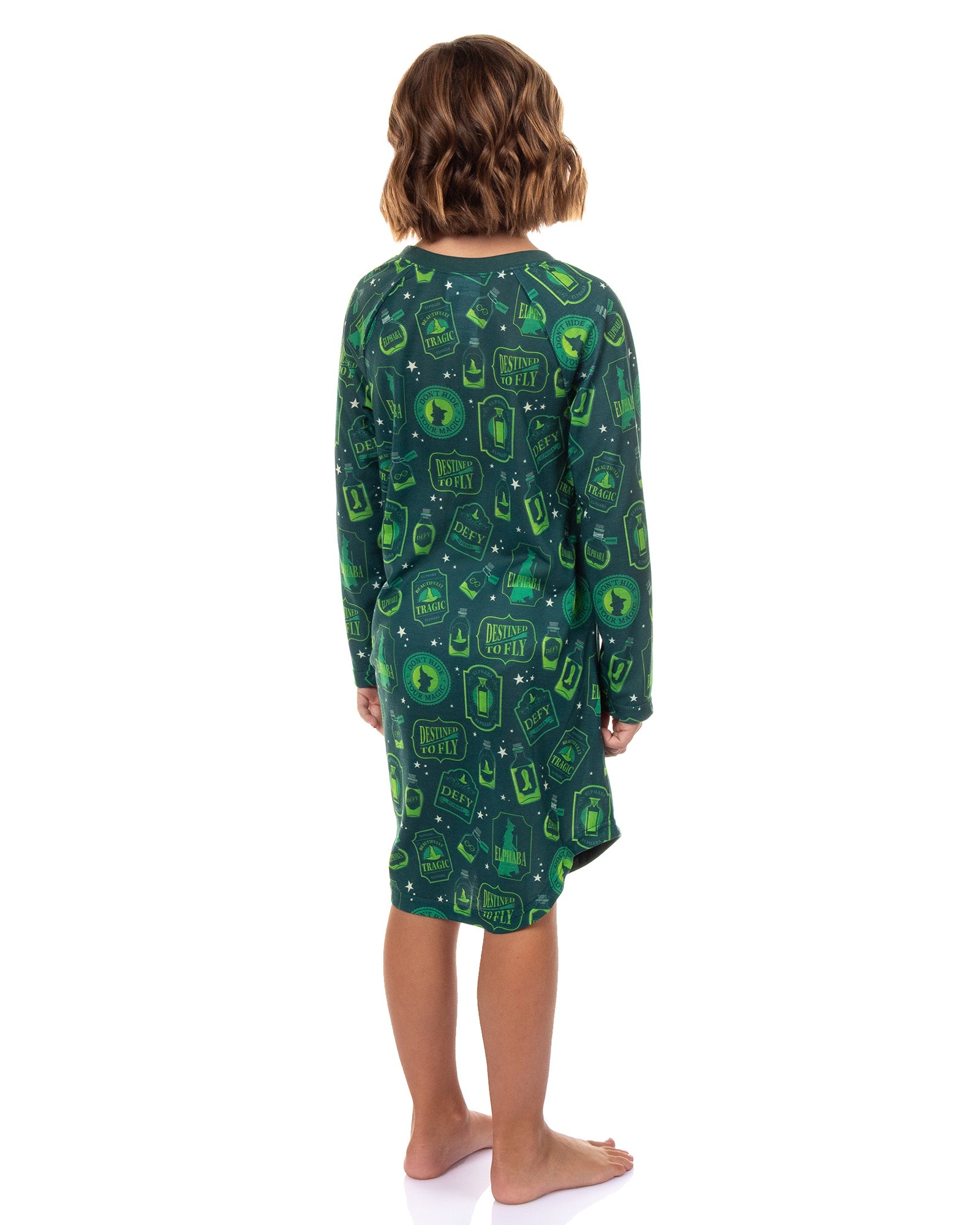 Wicked Girls' Pajama Nightgown Elphaba Destined To Fly Raglan Gown For Kids