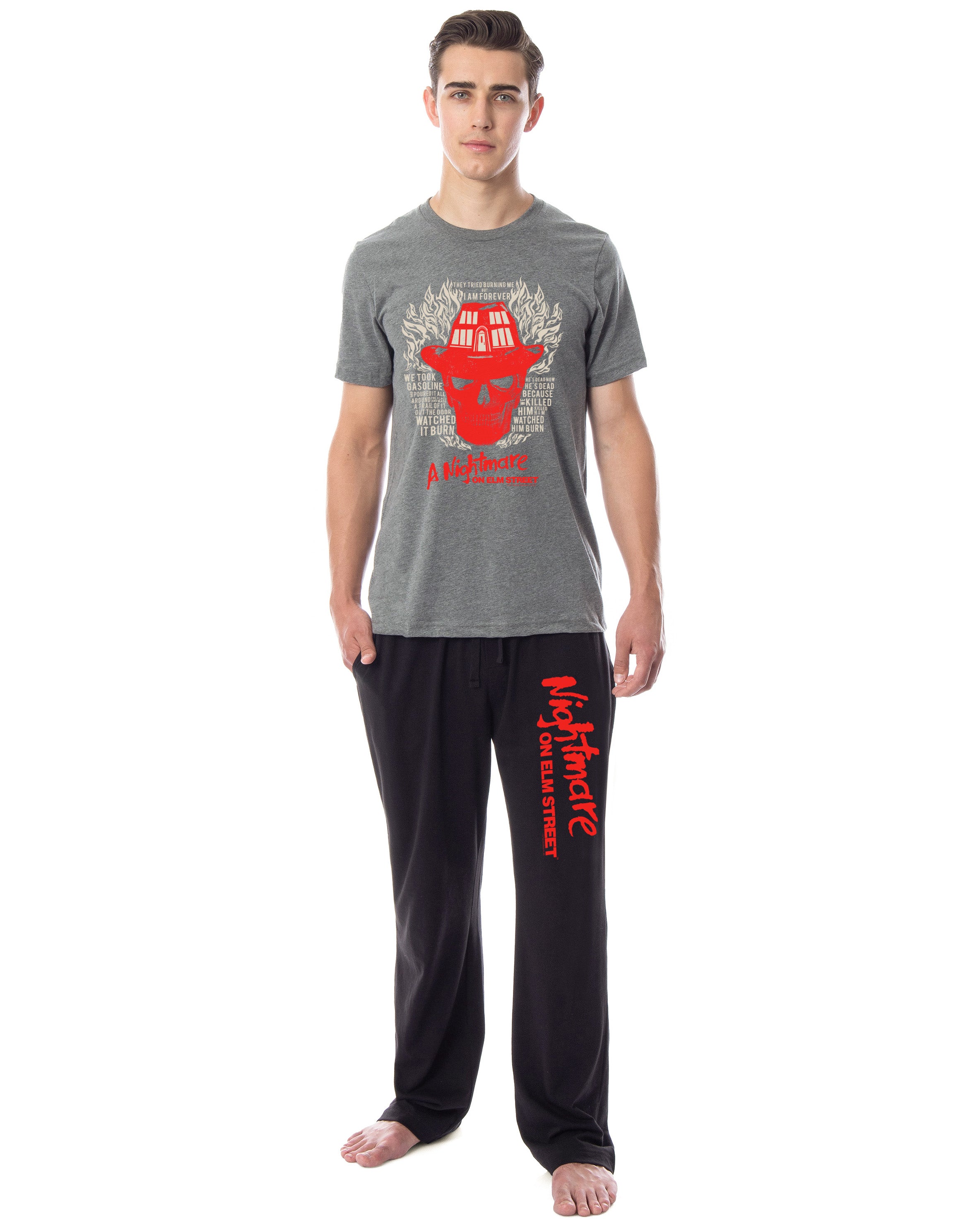 Nightmare On Elm Street Mens' Freddy Krueger Fire Film Sleep Pajama Set
