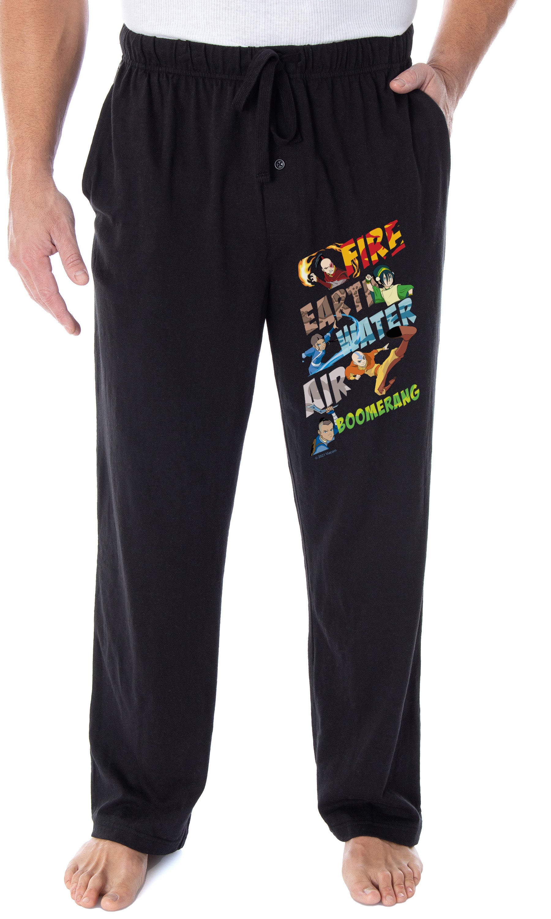 Avatar The Last Airbender Men's Air Fire Earth Water Boomerang Pajama Pants