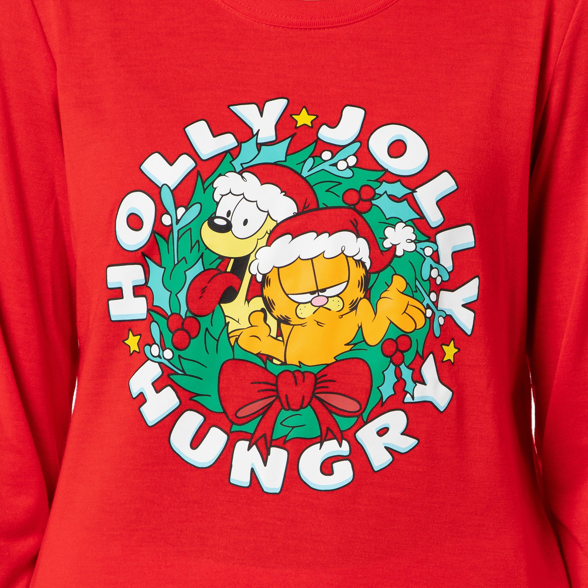 Garfield Women's Holiday Holly Jolly Hungry Long Sleeve Pajama Jogger Set