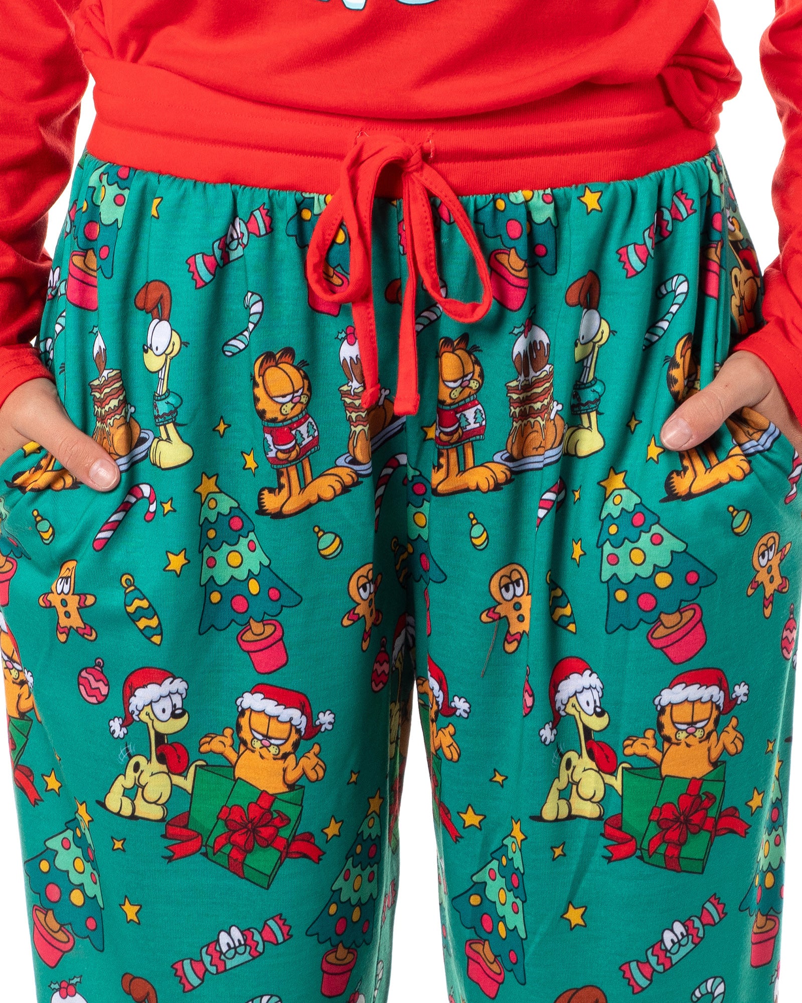 Garfield Women's Holiday Holly Jolly Hungry Long Sleeve Pajama Jogger Set