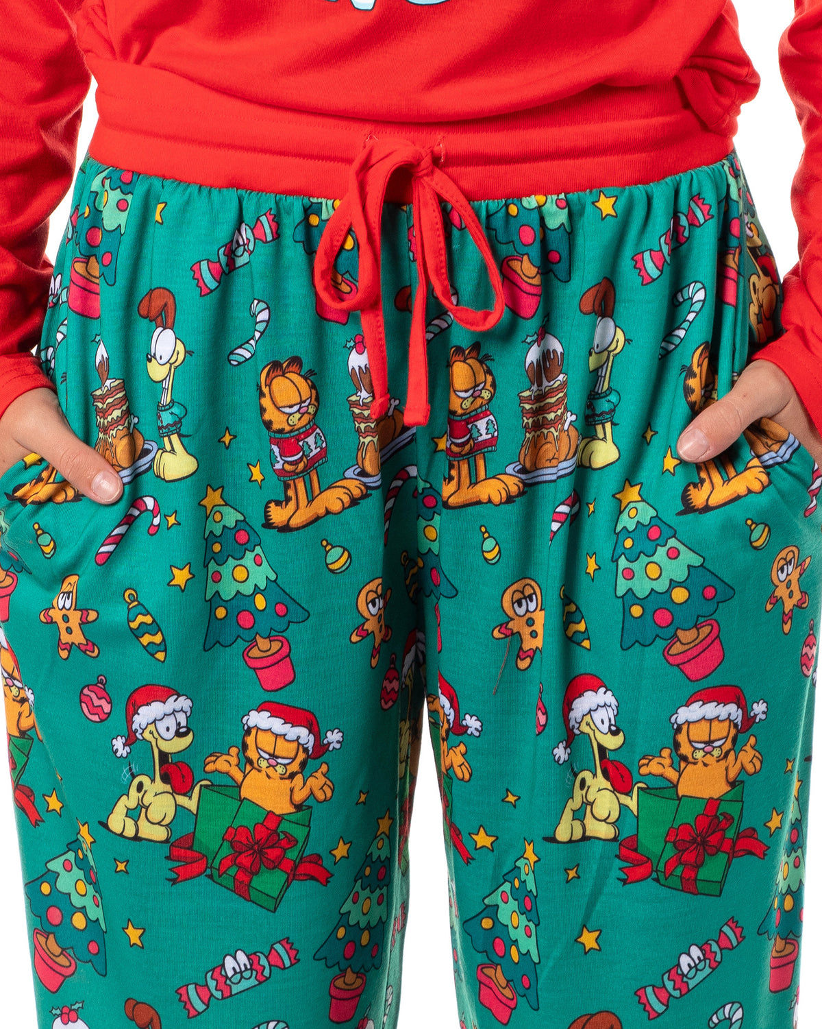Garfield Women's Holiday Holly Jolly Hungry Long Sleeve Pajama Jogger Set
