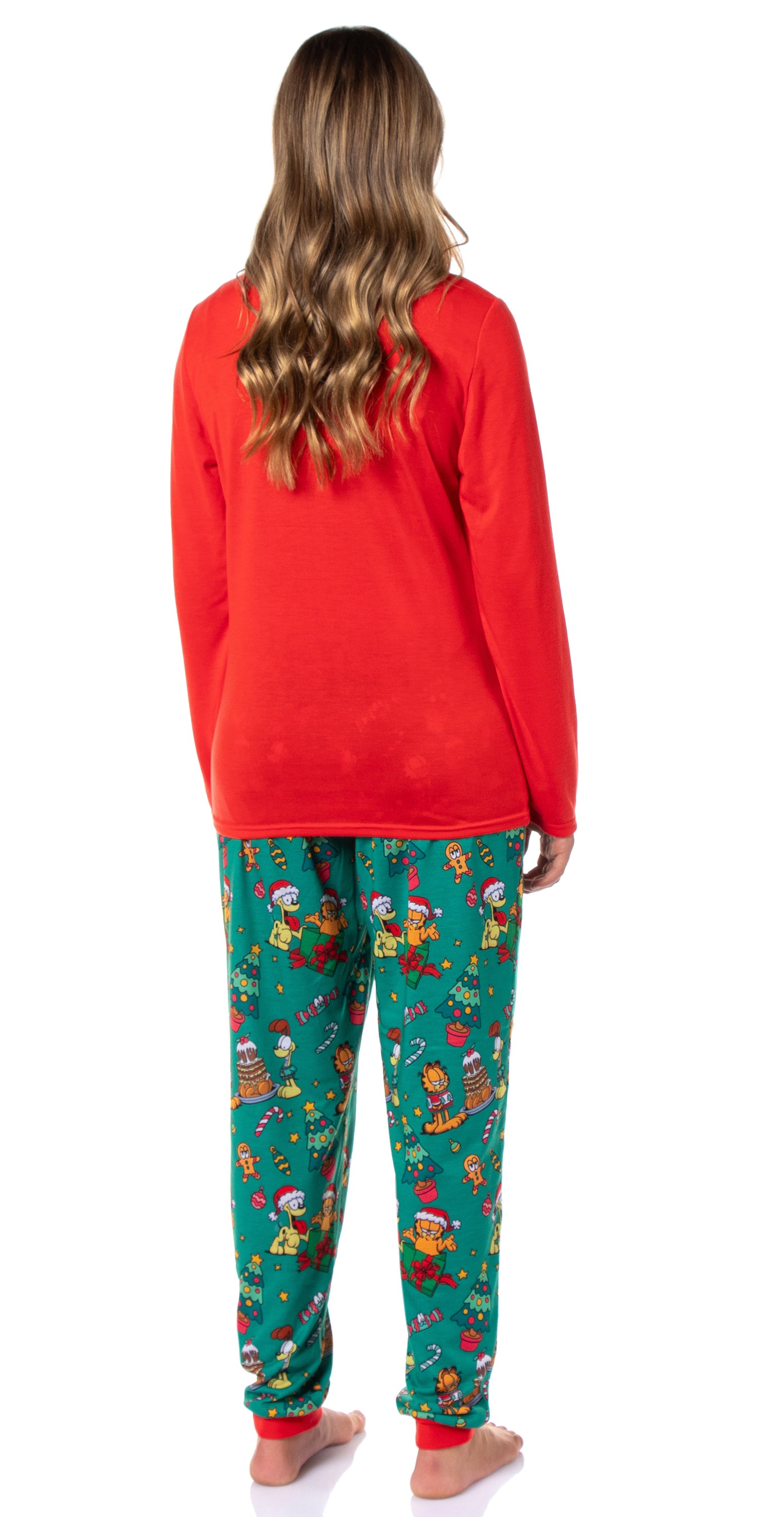 Garfield Women's Holiday Holly Jolly Hungry Long Sleeve Pajama Jogger Set