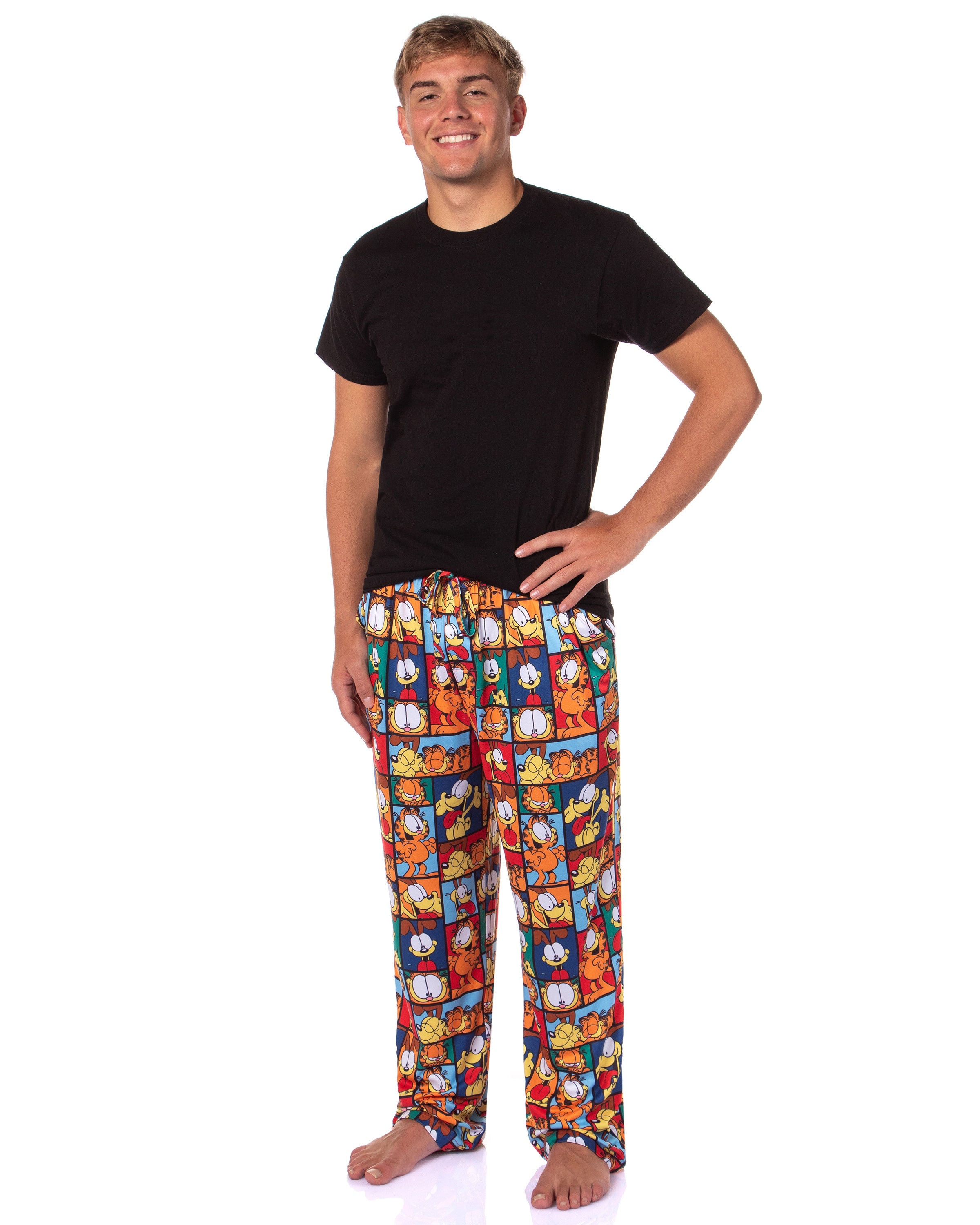 Garfield Comic Men's Odie Paneled Print Sleep Pajama Pants For Adults