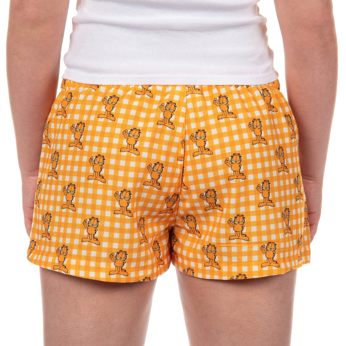 Garfield Women's Boxer Sleep Shorts Plaid Print Pajama Lounge Bottoms