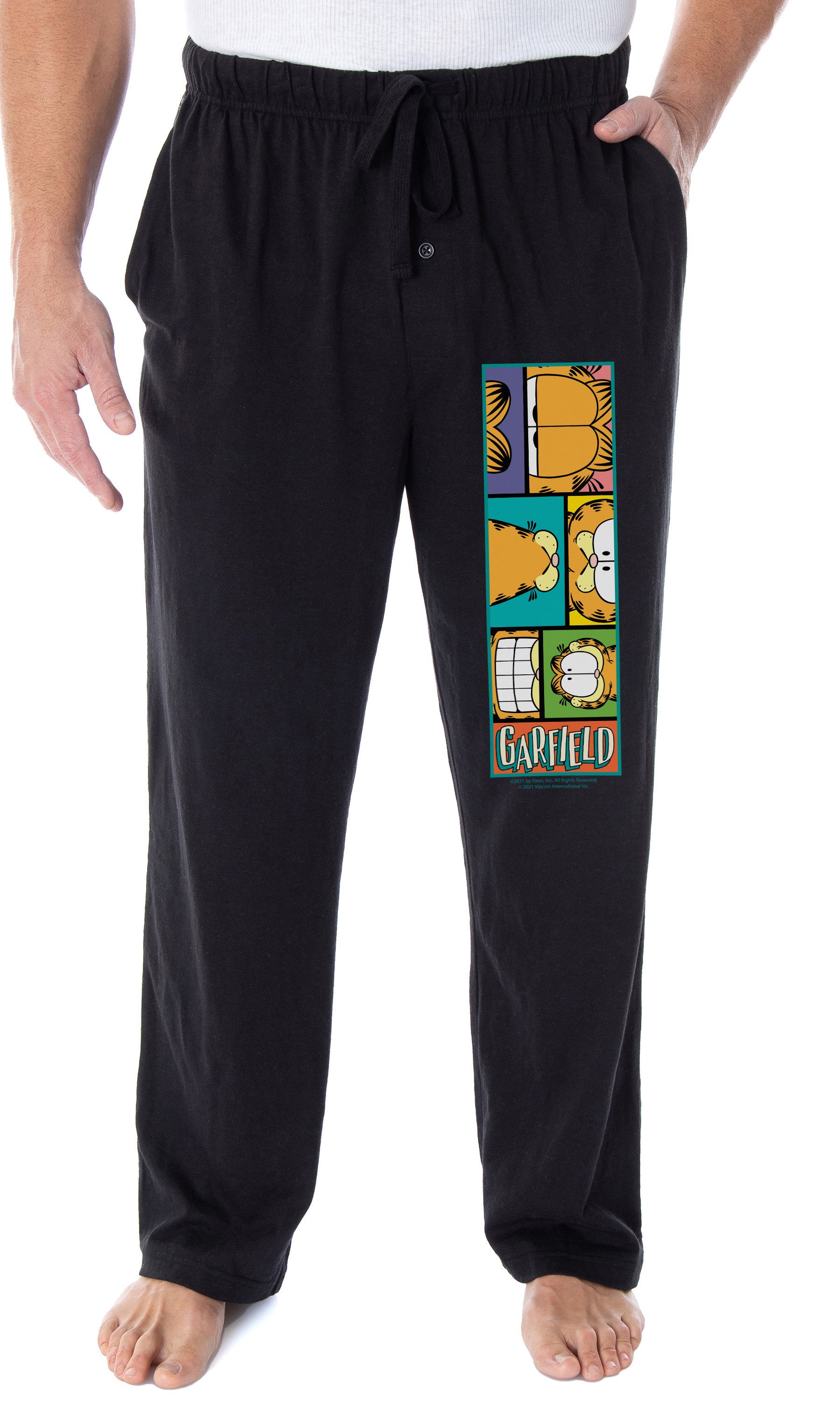 Garfield Pajama Pants Men's Adult Cartoon Cat Grid Sleep Lounge Pants