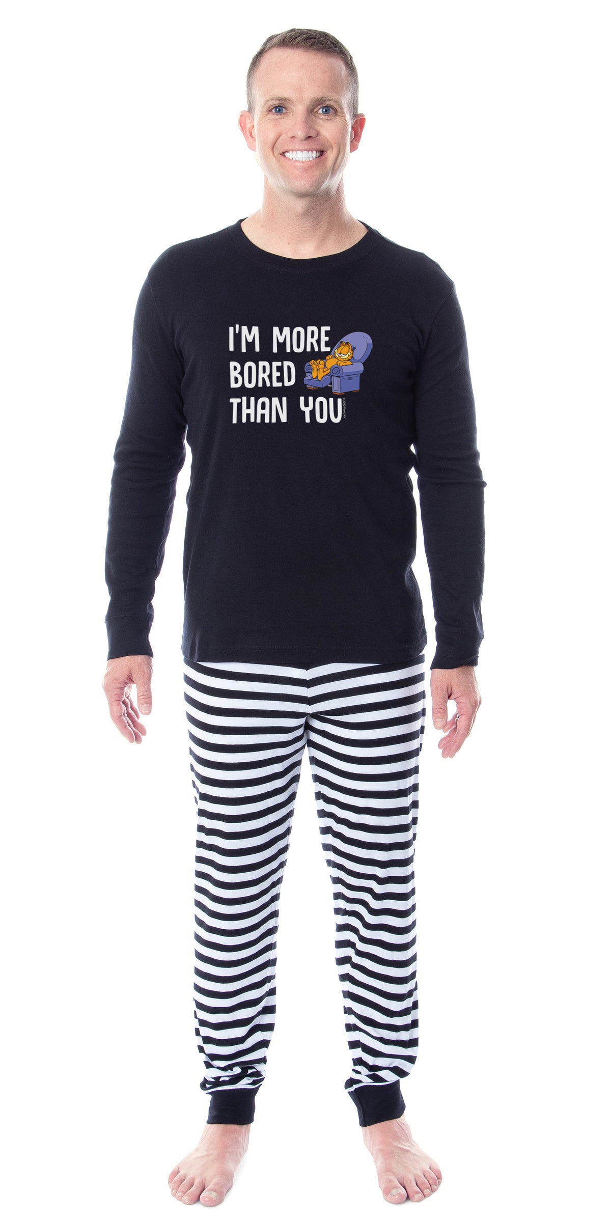Garfield Comic I'm More Bored Than You Adult Unisex Sleep Pajama Set