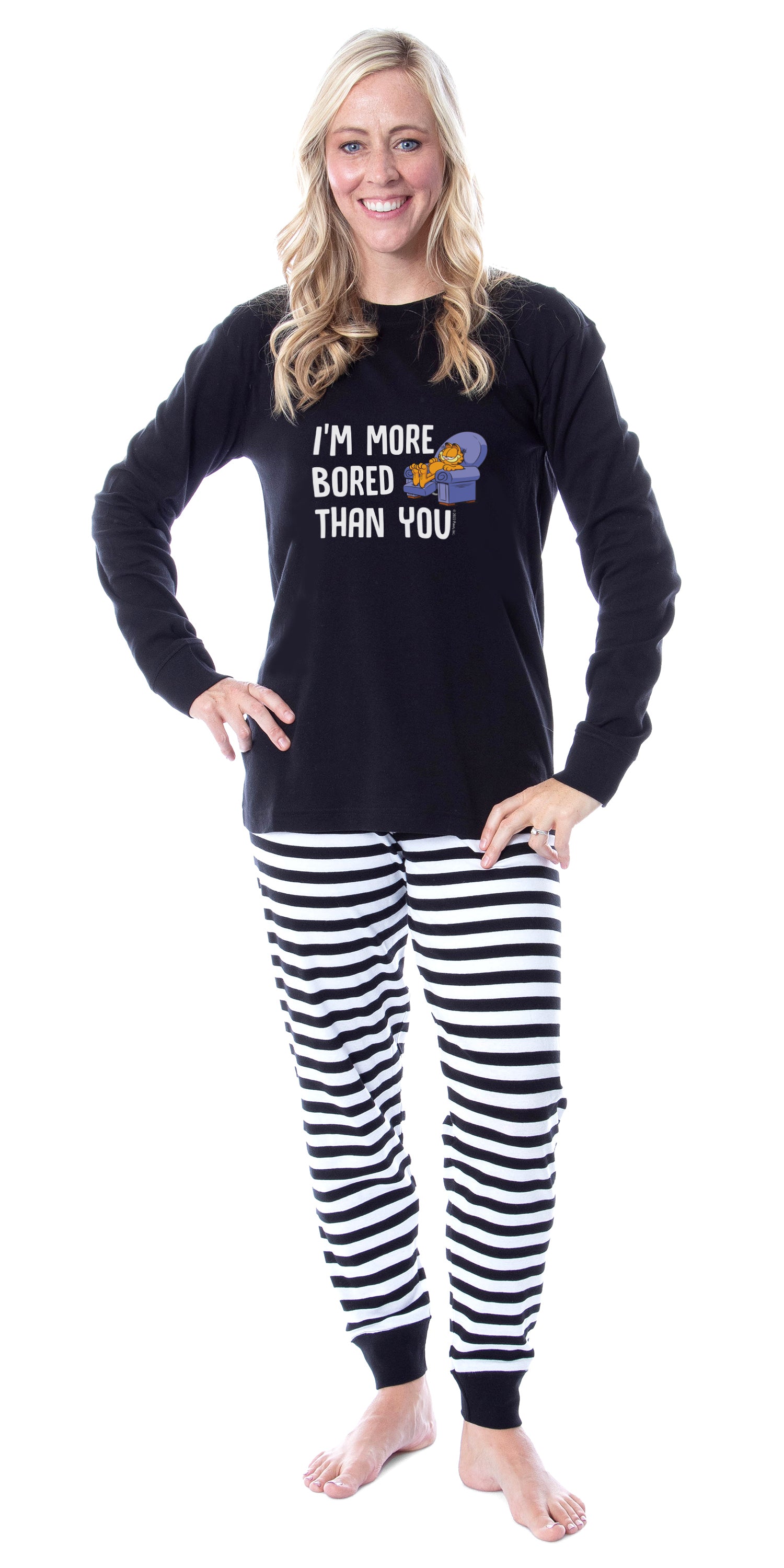 Garfield Comic I'm More Bored Than You Adult Unisex Sleep Pajama Set