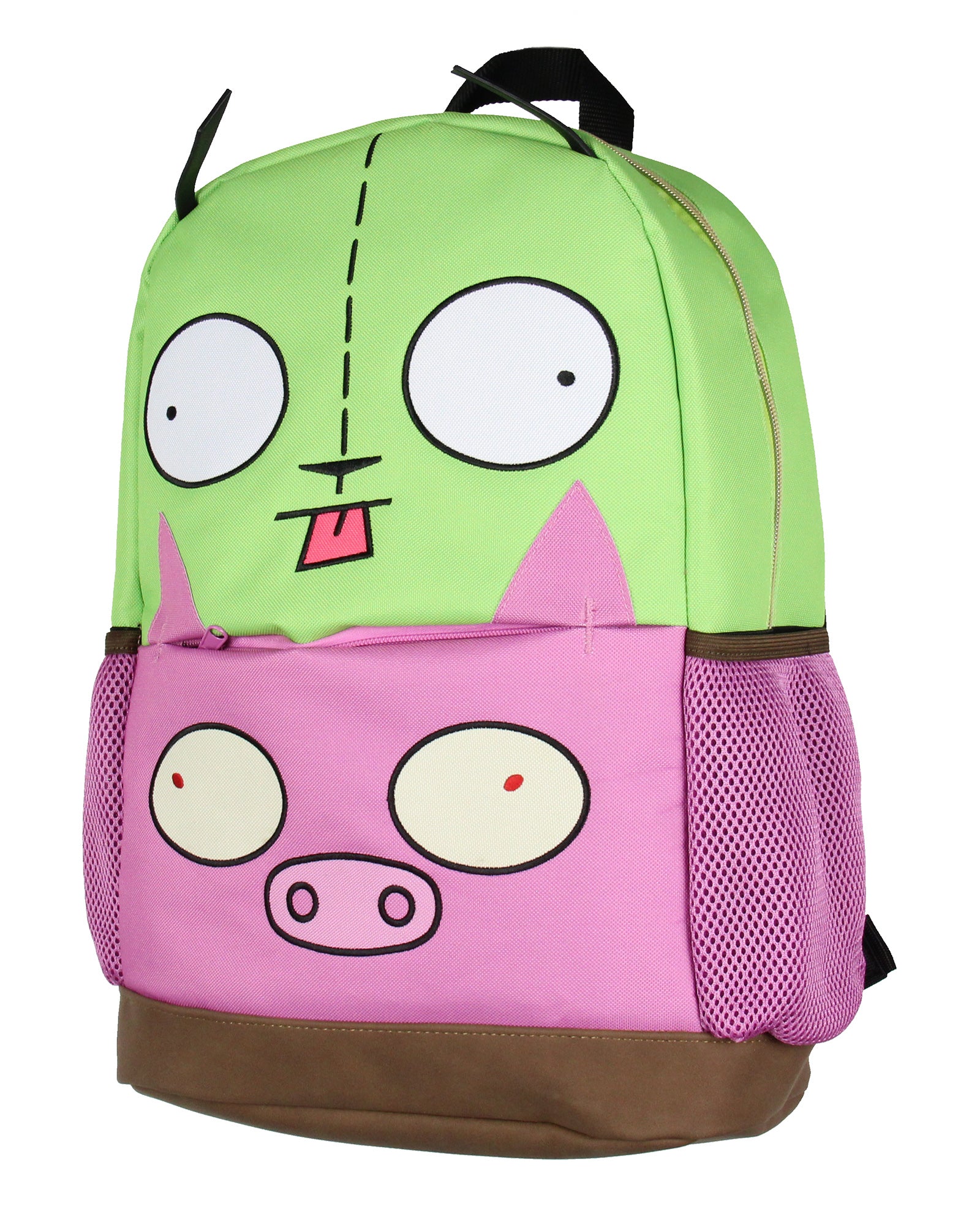 Invader ZIM TV Show Gir And Pig Character Faces Backpack For Daily Use 16"