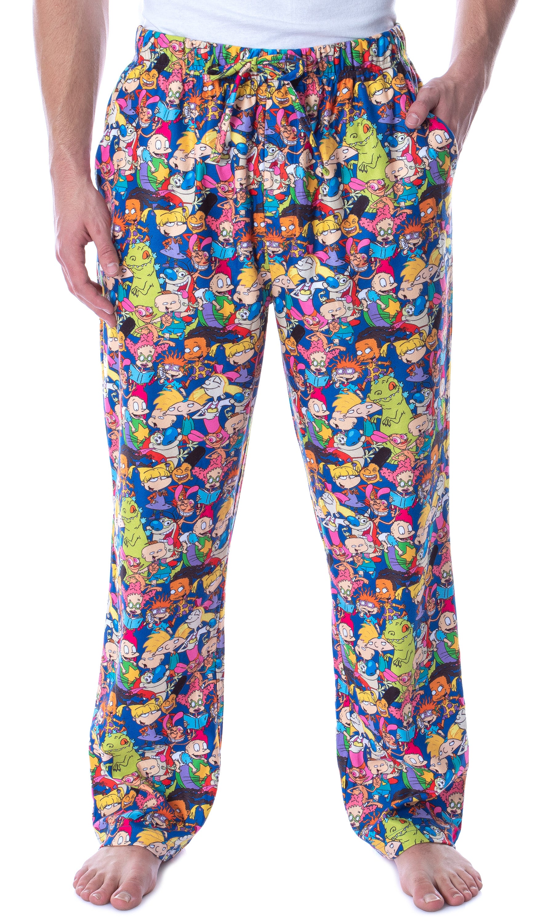 Nickelodeon Men's 90s Cartoon Characters Allover Loungewear Pajama Pants