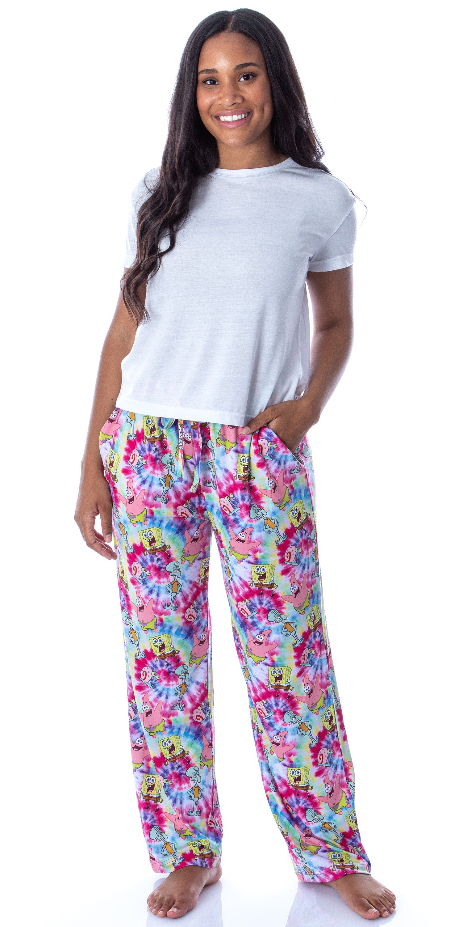 Nickelodeon Womens' SpongeBob SquarePants Spiral Tie Dye Sleep Pajama Pants