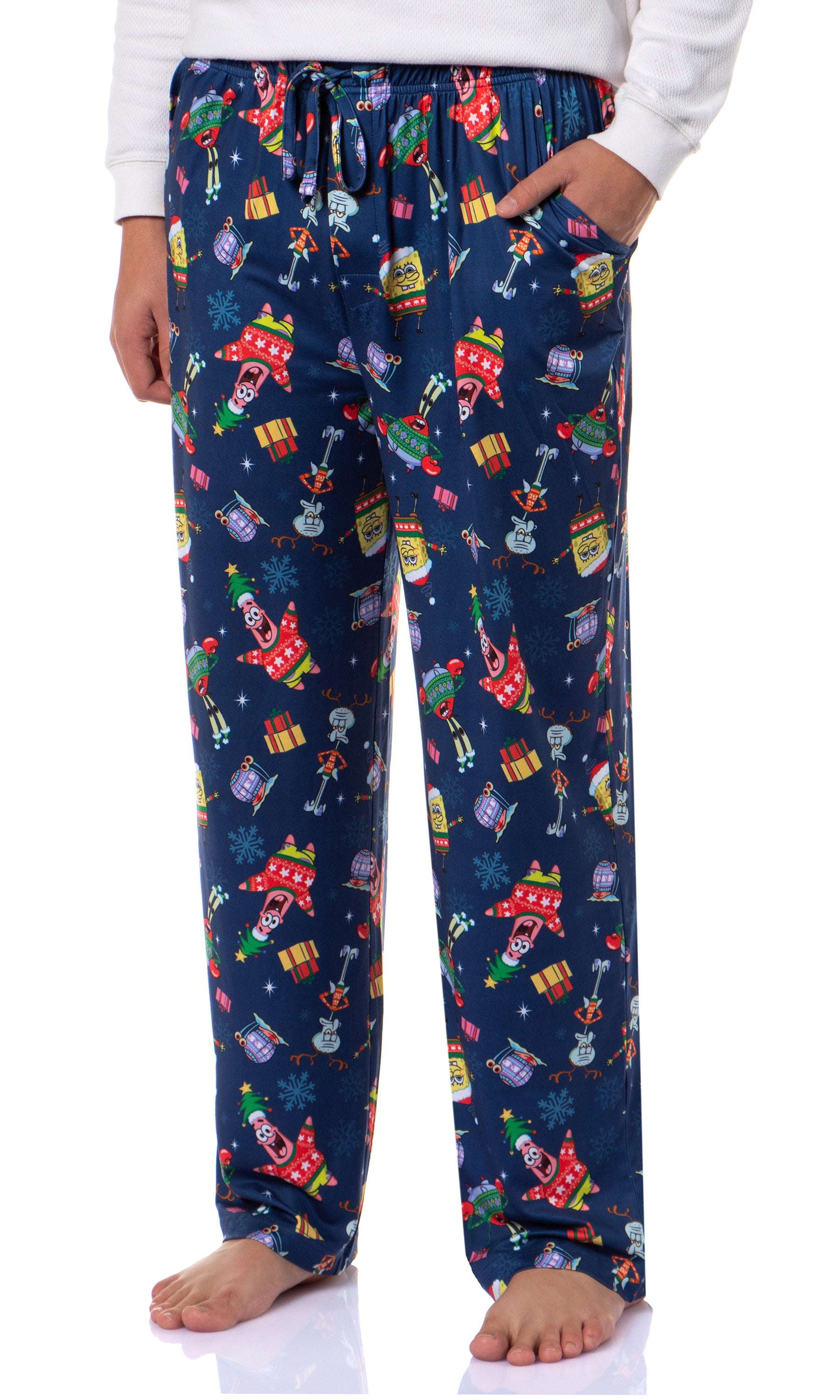 SpongeBob SquarePants Men's Christmas Sleep Tossed Print Pajama Pants