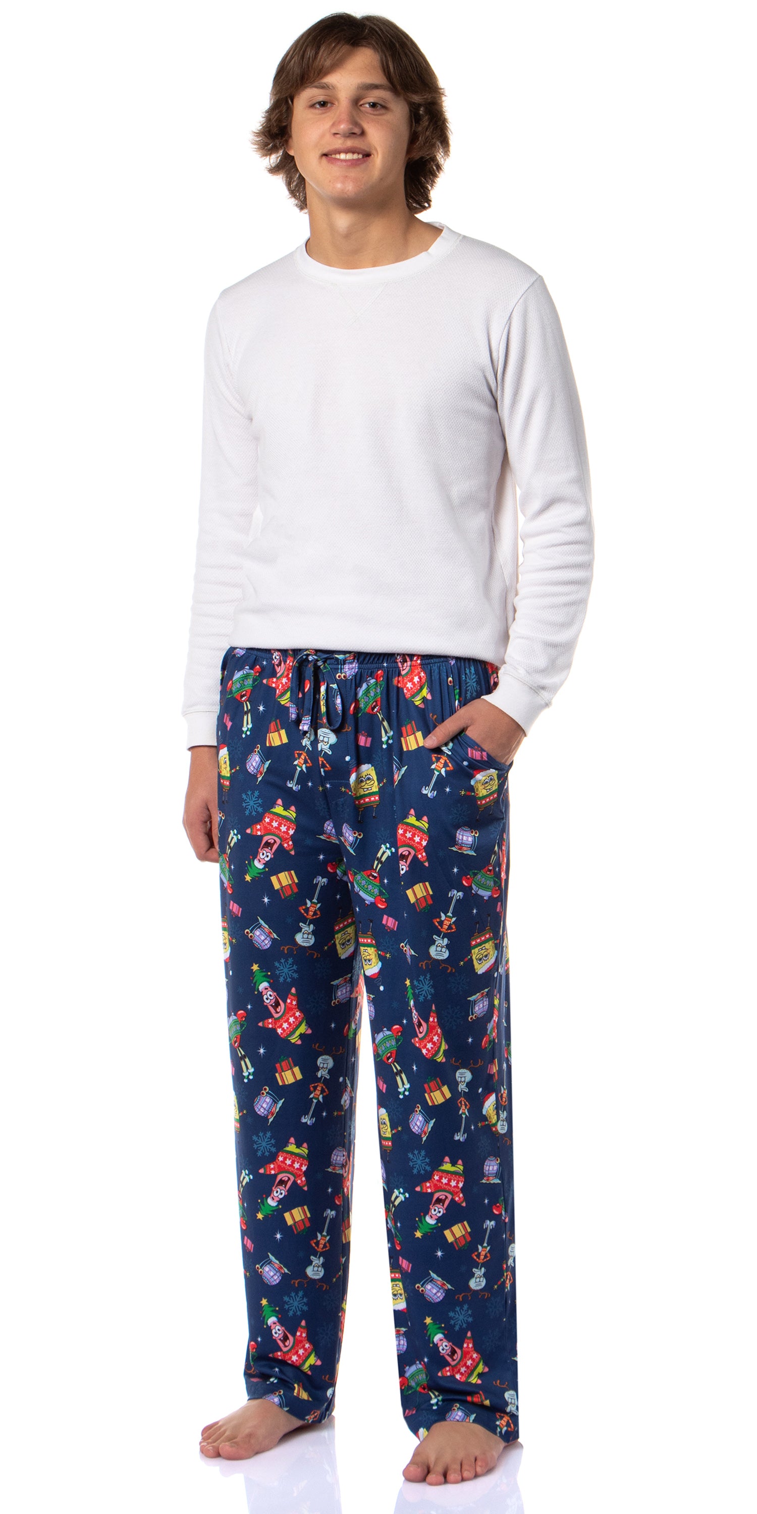 SpongeBob SquarePants Men's Christmas Sleep Tossed Print Pajama Pants