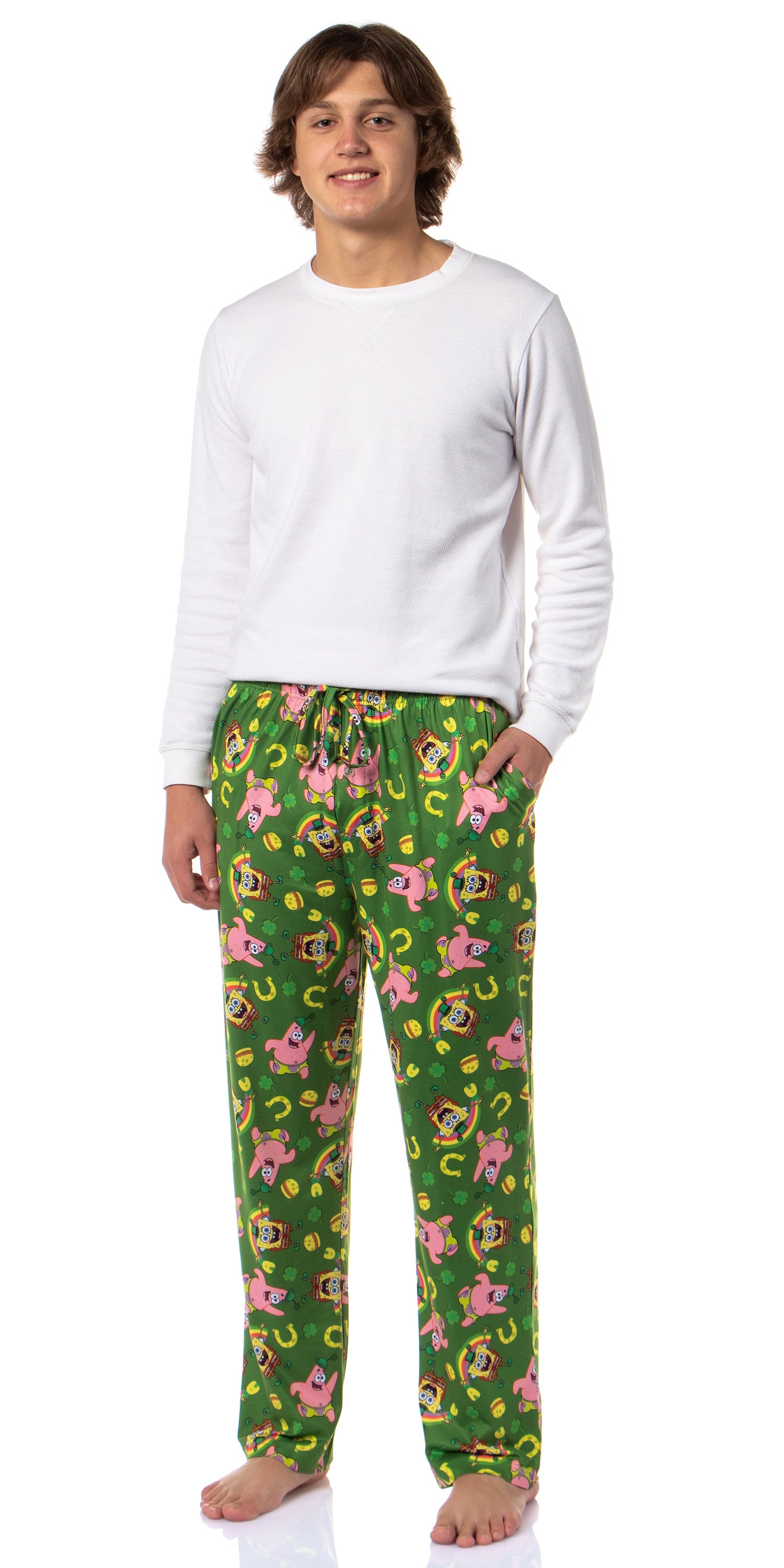 SpongeBob SquarePants Men's Patrick's Day Tossed Print Pajama Pants