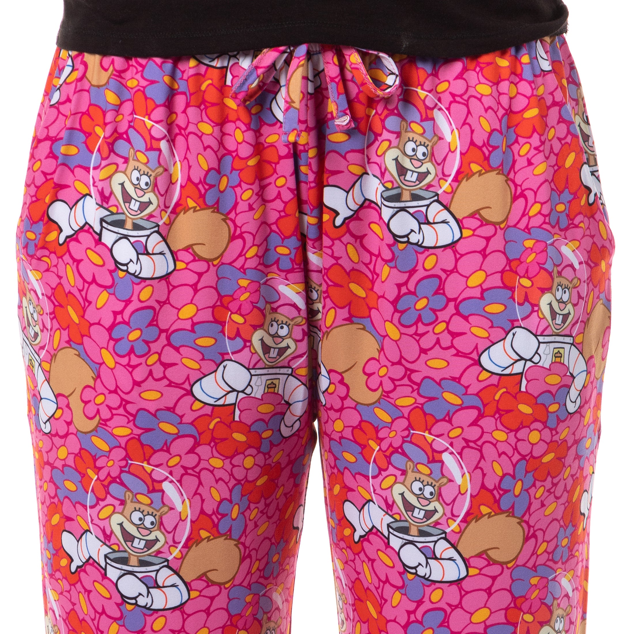 SpongeBob SquarePants Pajama Pants Women's Sandy Cheeks and Flowers Bottoms