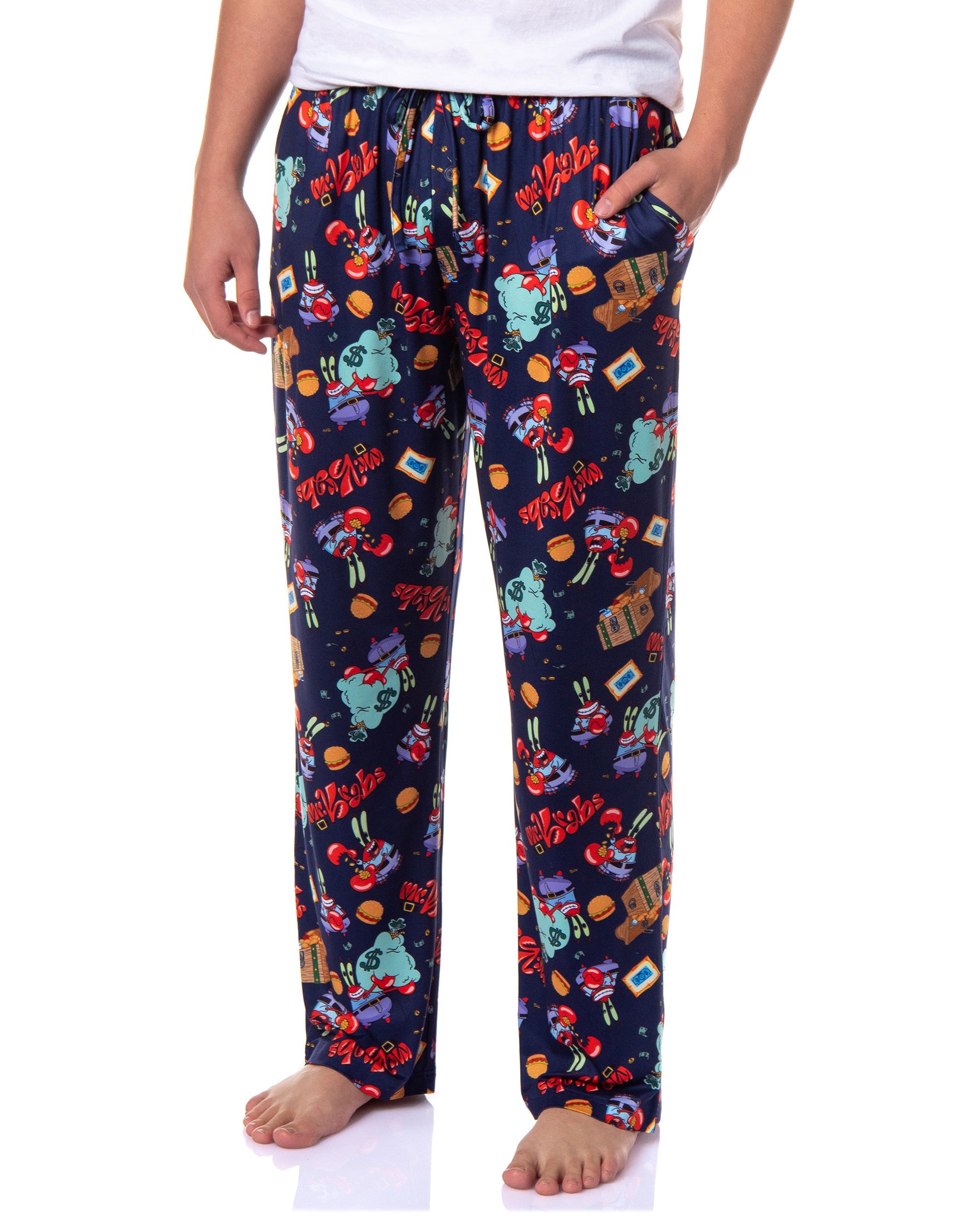 SpongeBob SquarePants Men's Mr. Krabs Money Tossed Print Sleep Pajama Pants