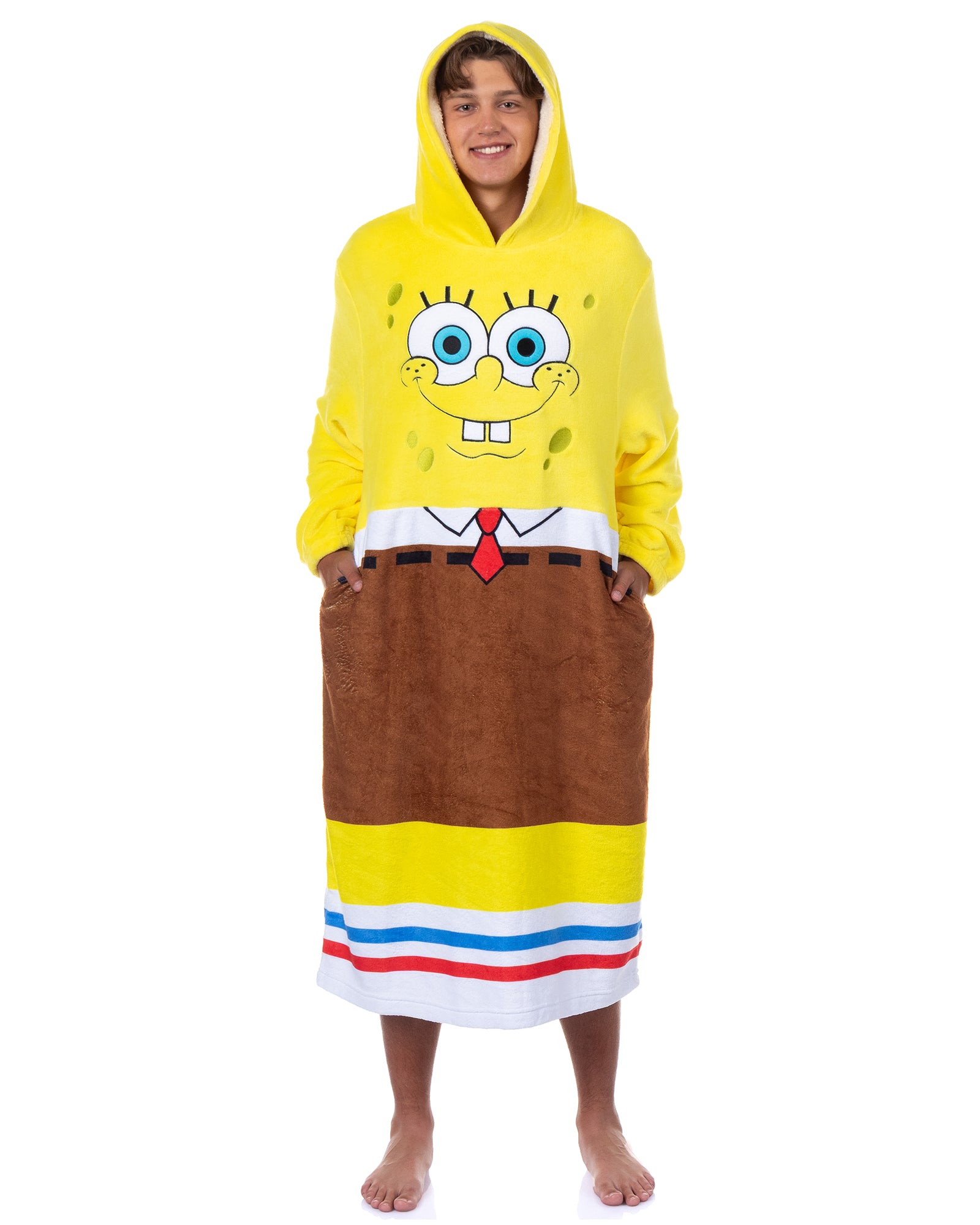 SpongeBob SquarePants Costume Adult Fleece Oversized Blanket Hoodie Pajama