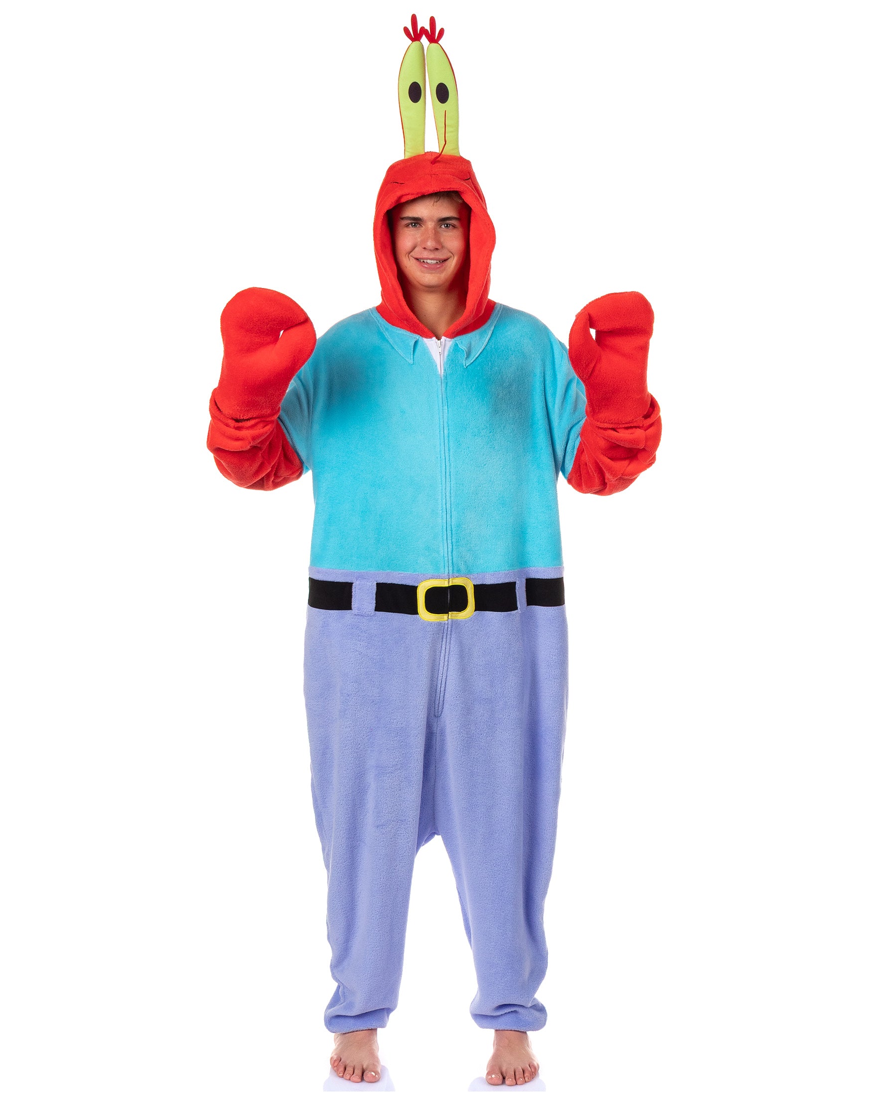 SpongeBob Mr. Krabs Men's Kigurumi Union Suit Hooded Costume Pajama (S/M)