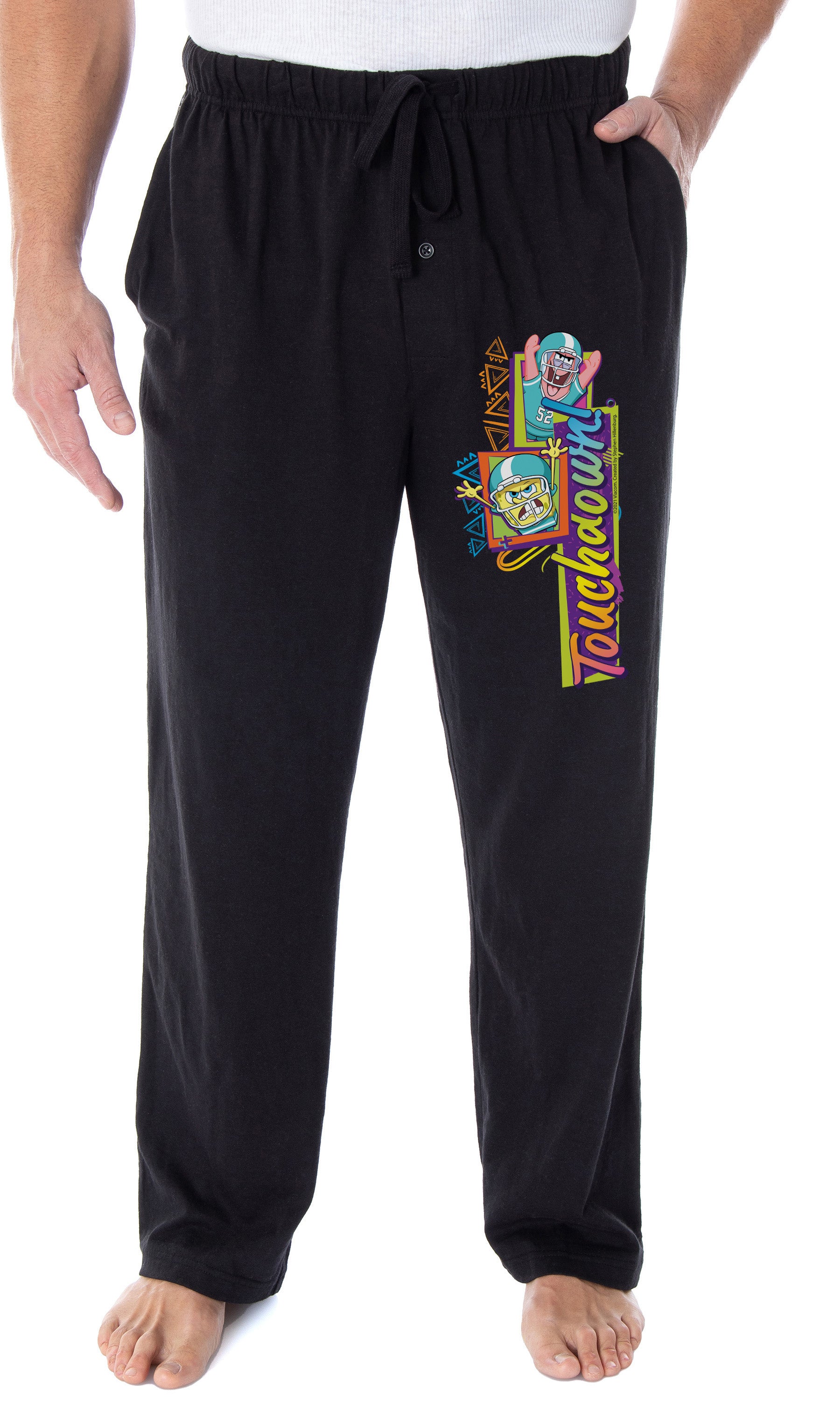 Nickelodeon Men's SpongeBob SquarePants Football Touchdown Loungewear Sleep Bottoms Pajama Pants