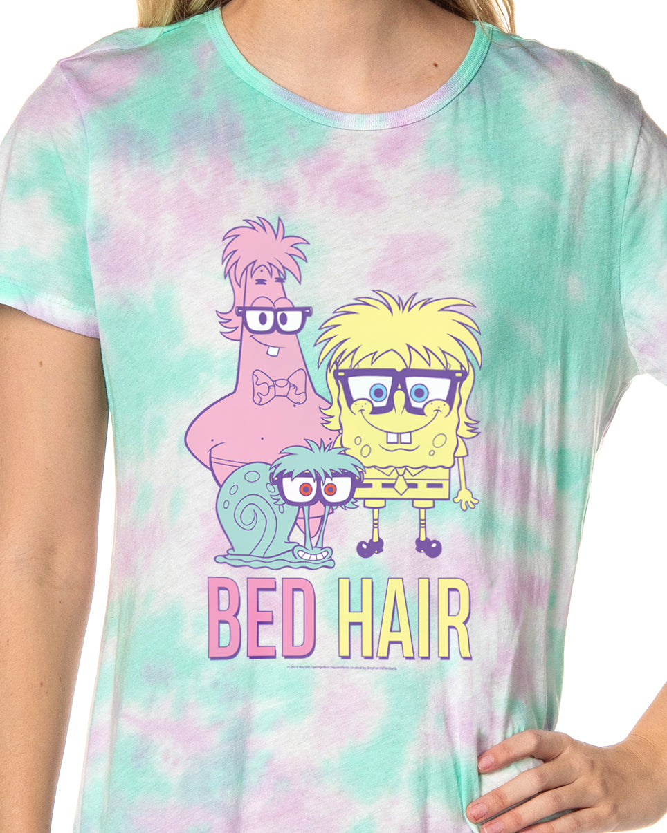 SpongeBob SquarePants Women's Patrick Bed Hair Funny Nightgown Sleep Pajama Shirt