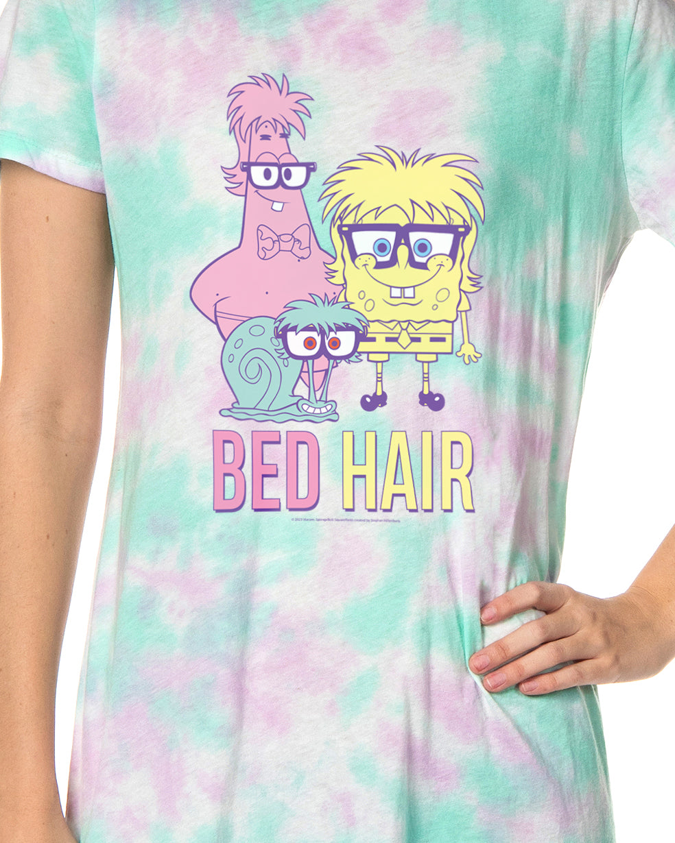 SpongeBob SquarePants Women's Patrick Bed Hair Funny Nightgown Sleep Pajama Shirt
