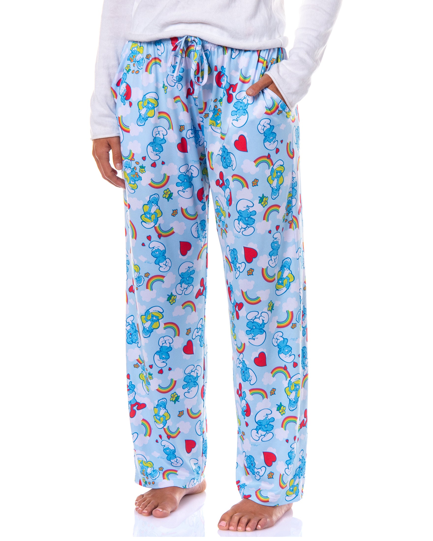 The Smurfs Womens Pjs Papa Smurf Smurfette Rainbow Cloud Pajama Pants