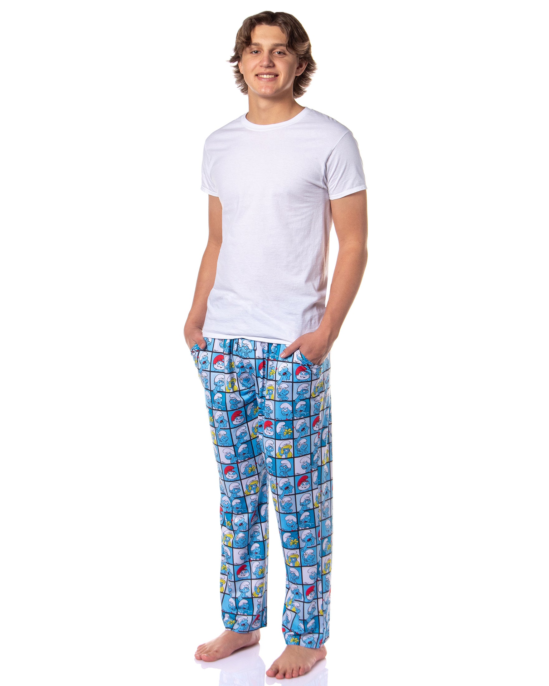 The Smurfs Men's Smurfette Papa Smurf Portrait Sleep Pajama Pants (S)