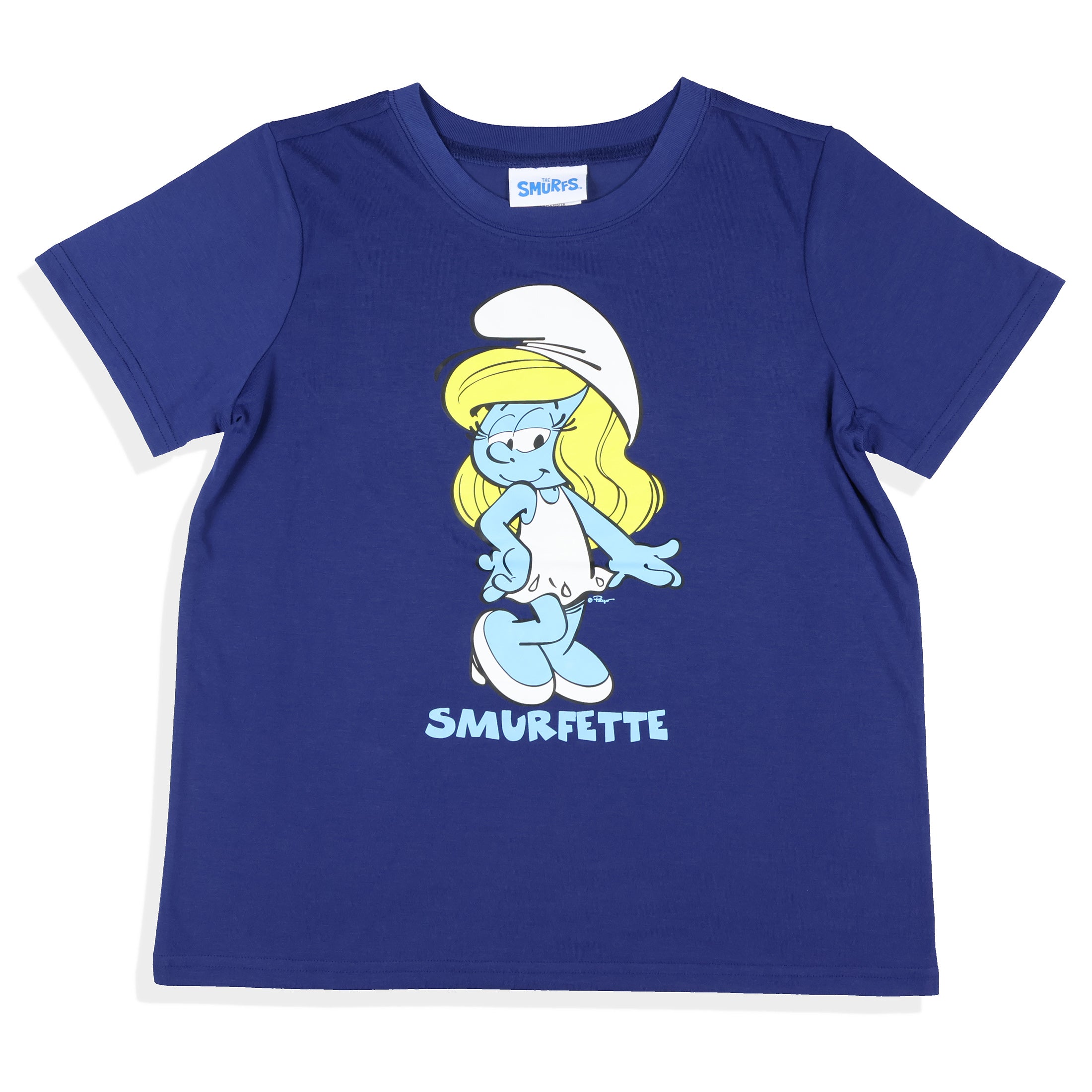 The Smurfs 2 Piece Pajama Set Women's Smurfette Short Sleeve and Shorts