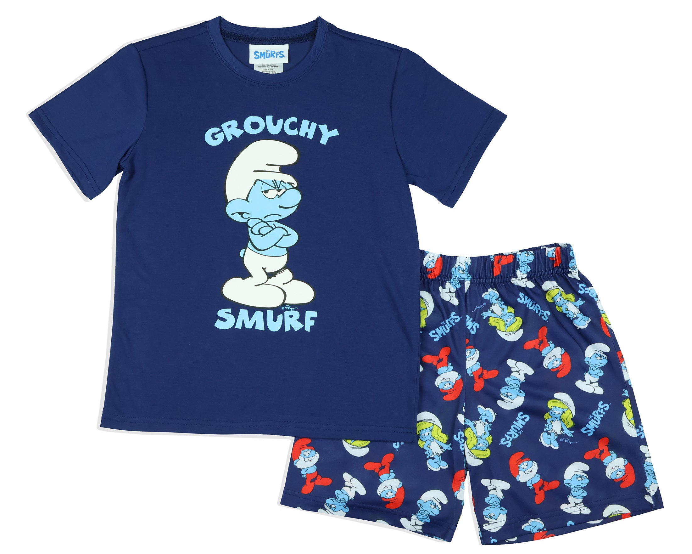 The Smurfs Pajamas Boys' Grouchy Smurf Short Sleeves and Shorts Set