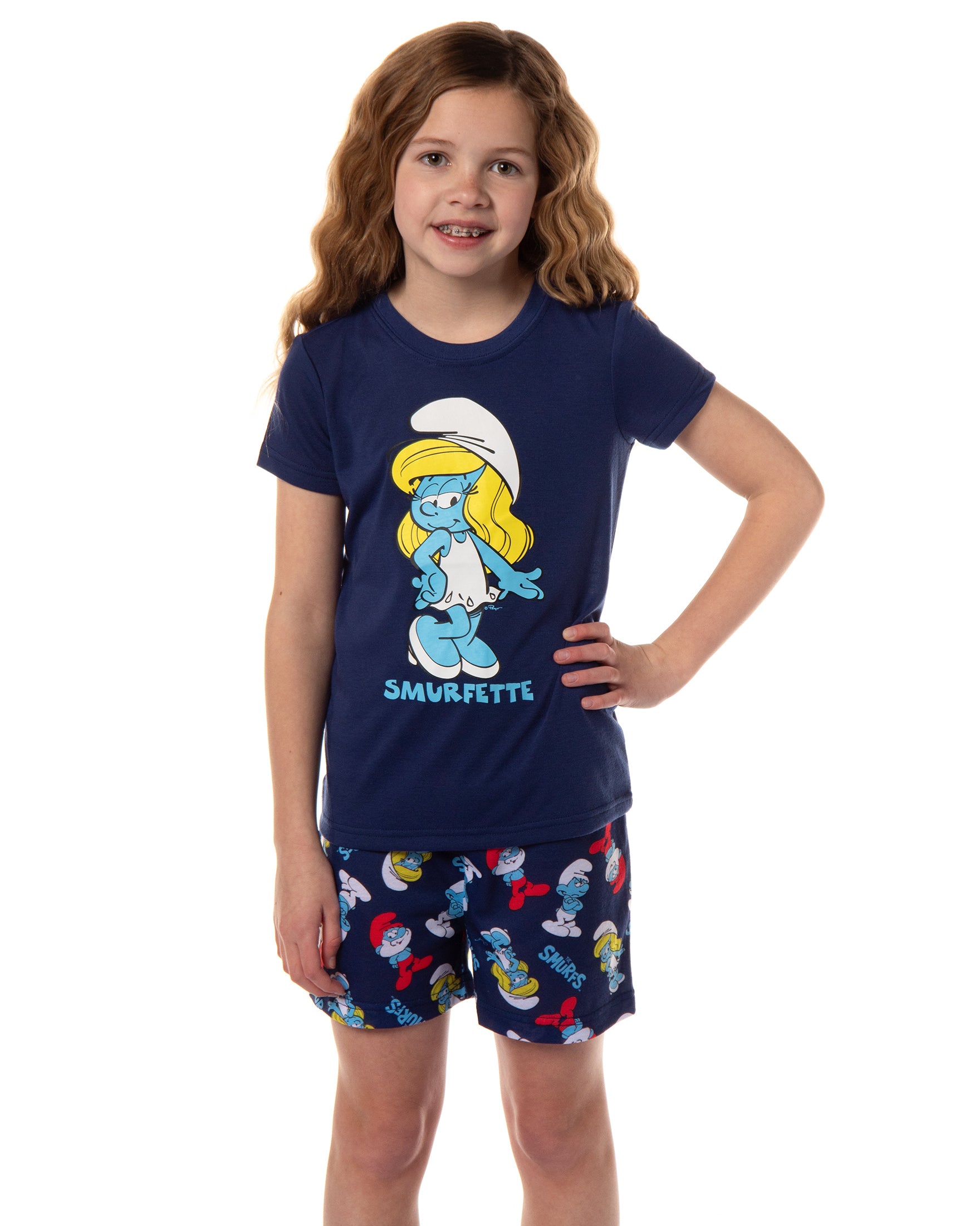 The Smurfs Girls' Smurfette Pose Shorts Sleep Pajama Set
