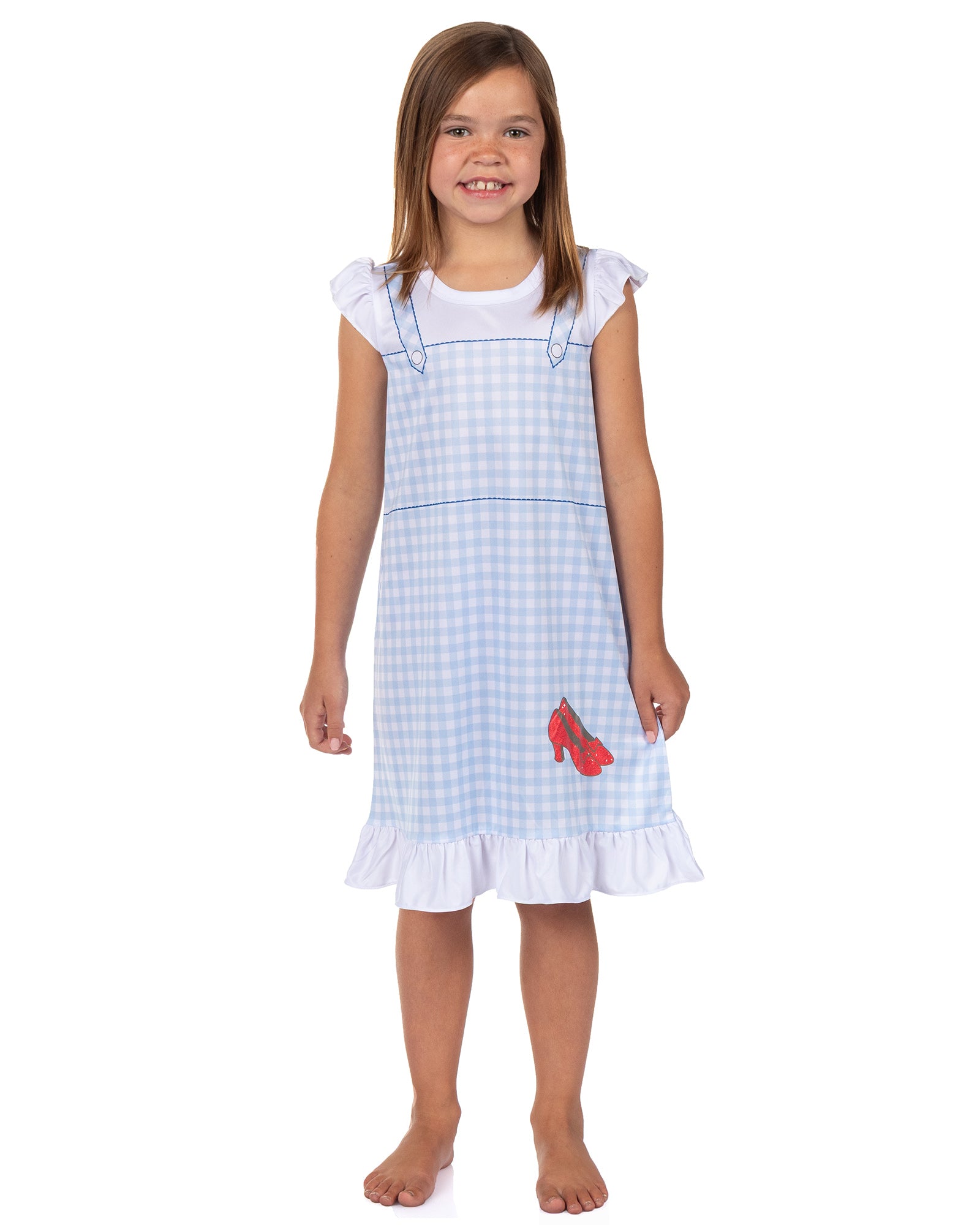 Wizard of Oz Girls Pajamas Dorothy Ruby Slippers Ruffle Nightgown
