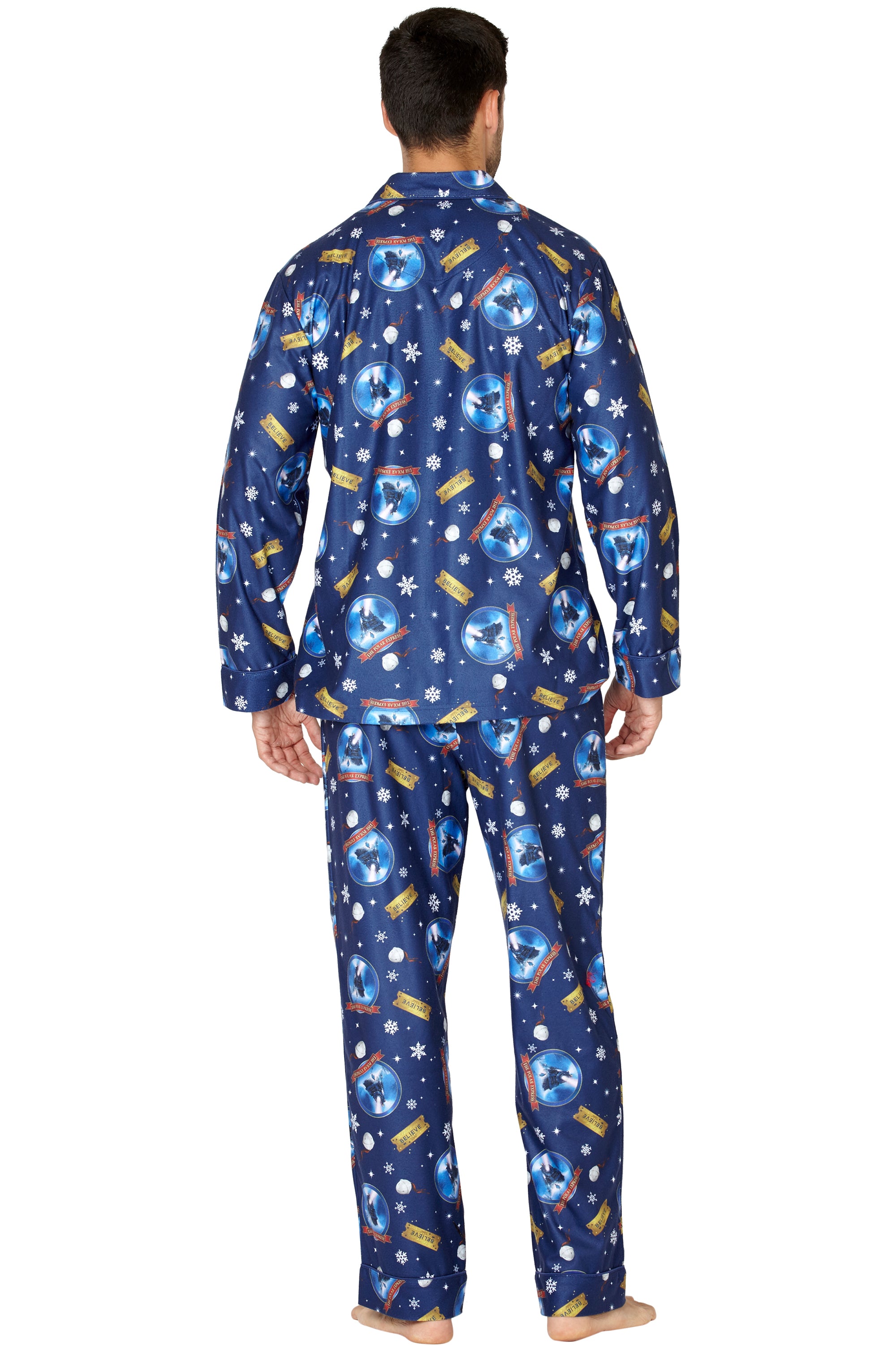 The Polar Express Adult Believe Button-Front Coat Shirt And Pants Pajama Set