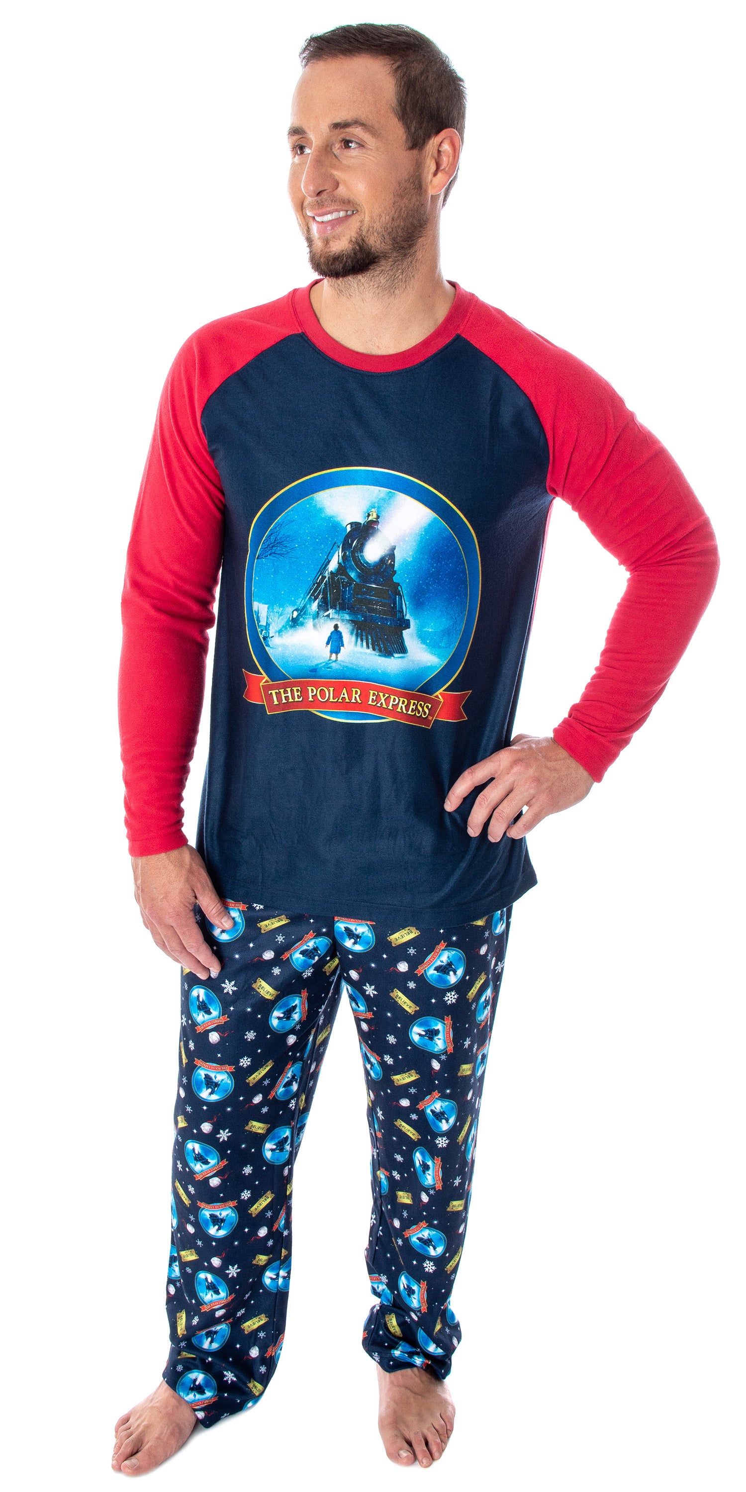 The Polar Express Train Men's Raglan Shirt And Pants 2 Piece Pajama Set