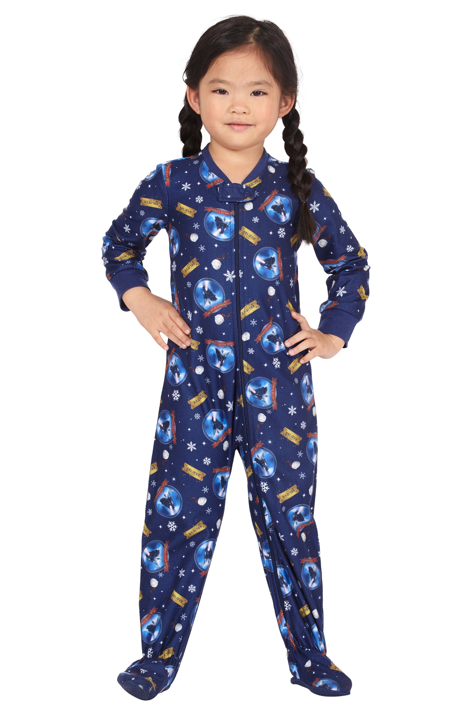 Polar Express Toddler Believe One Piece Pajama Sleeper, Blue, 5T